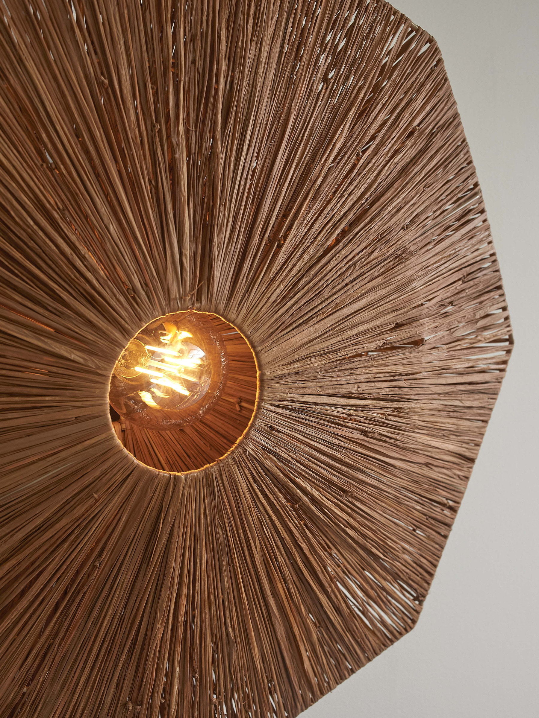 GOOD&MOJO Wandlamp 'Panama' Raffia, 65cm, kleur Bruin