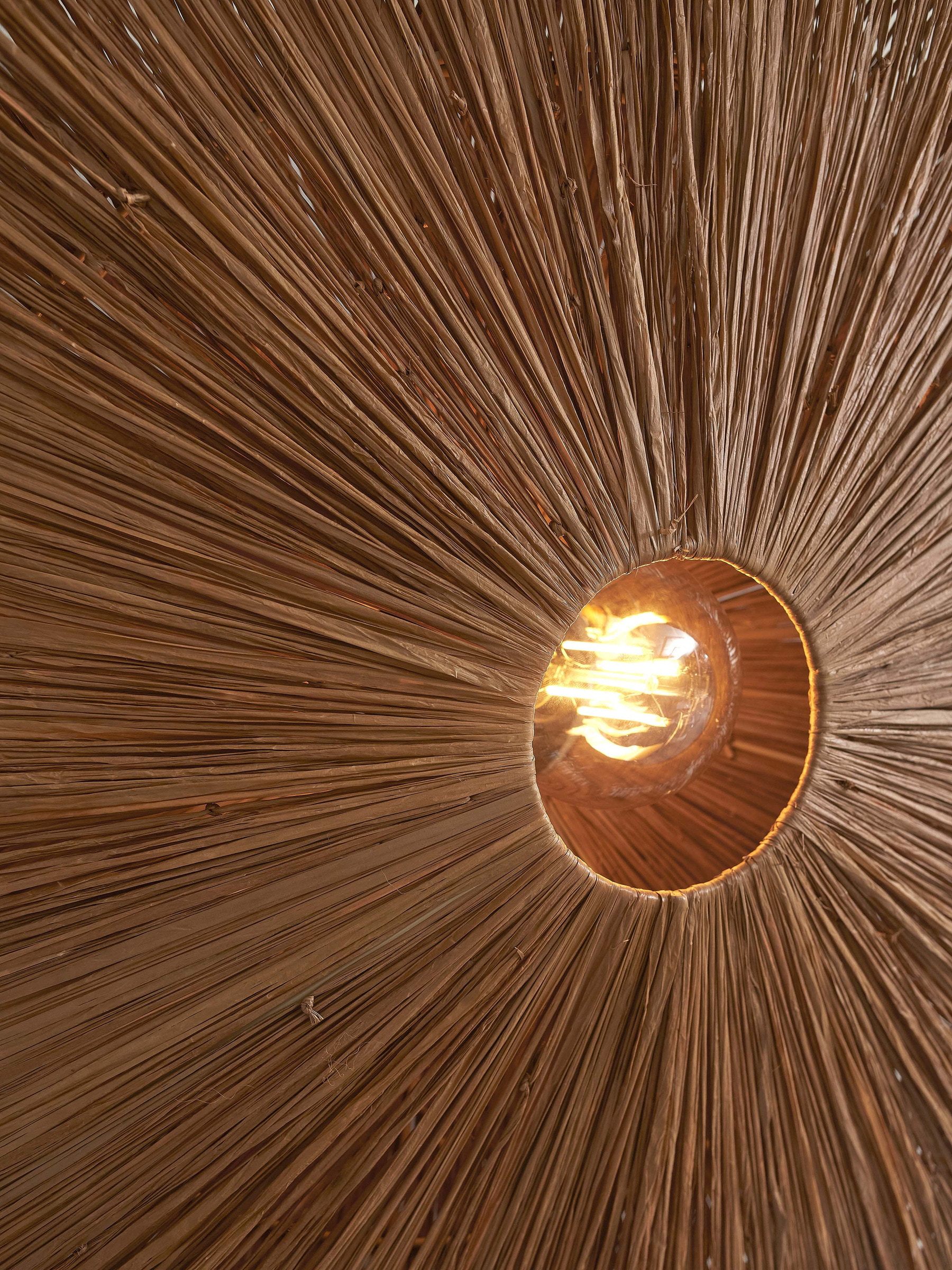 GOOD&MOJO Wandlamp 'Panama' Raffia, 65cm, kleur Bruin