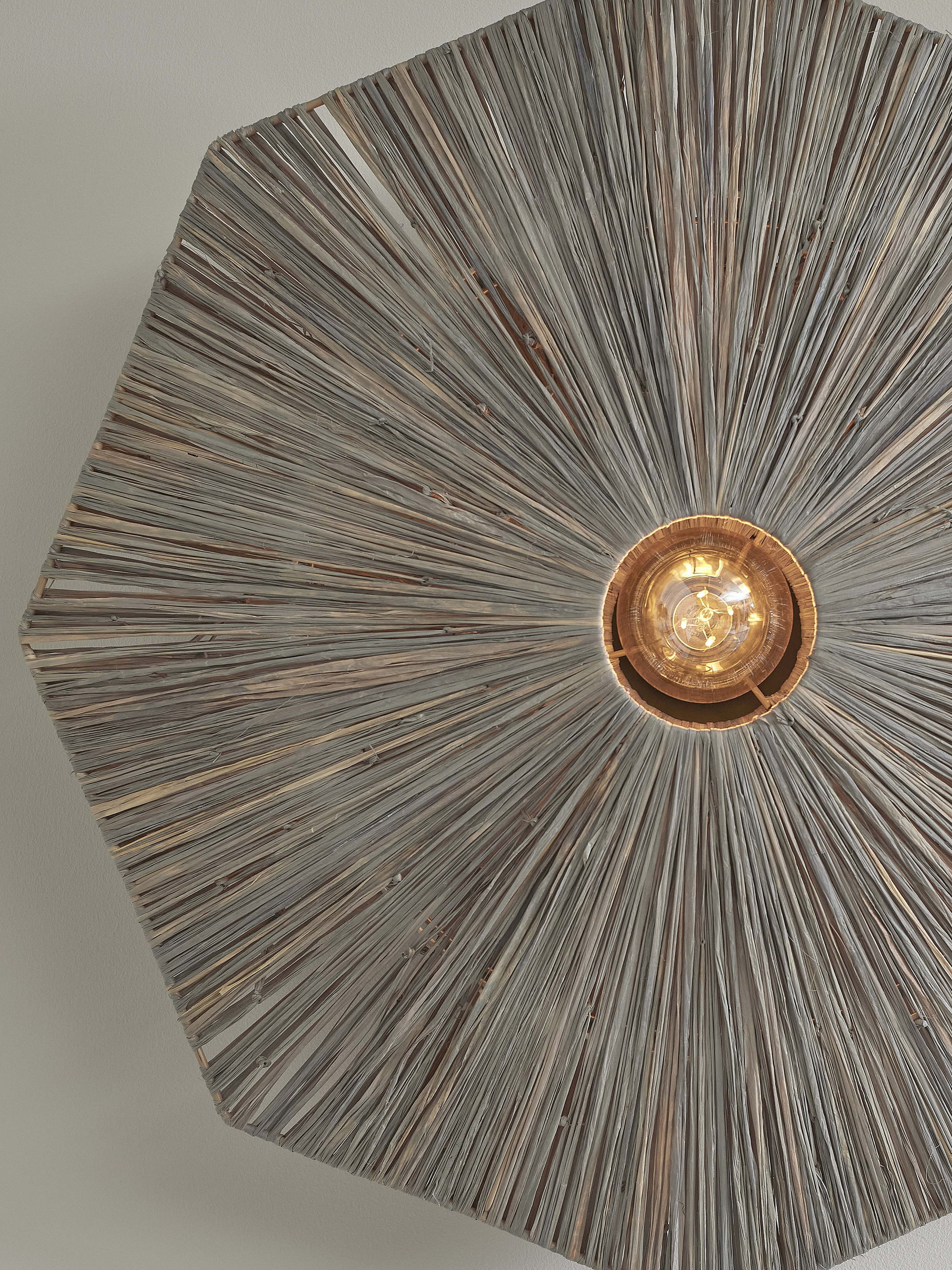 GOOD&MOJO Wandlamp 'Panama' Raffia, 65cm, kleur Grijs
