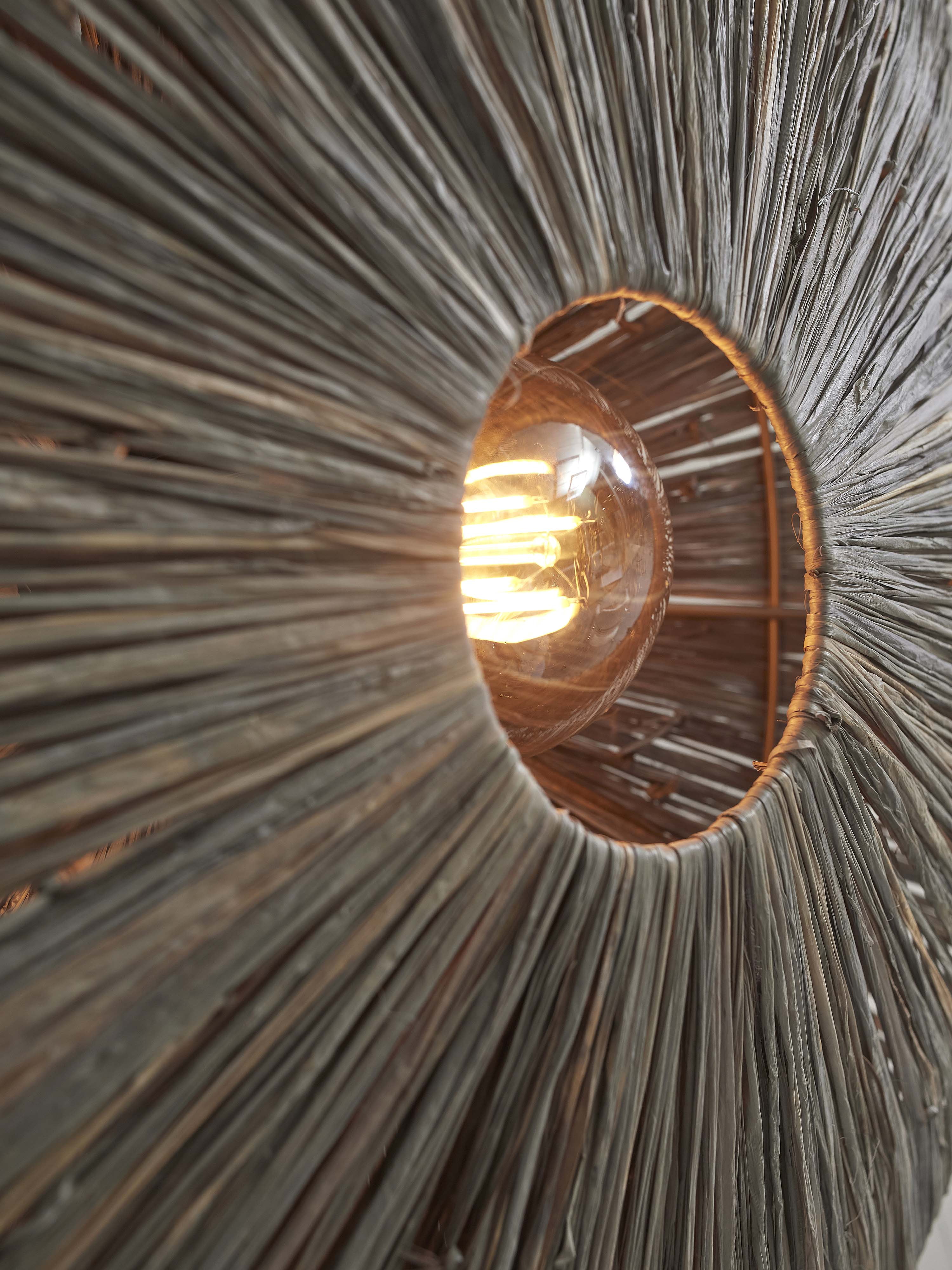 GOOD&MOJO Wandlamp 'Panama' Raffia, 65cm, kleur Grijs