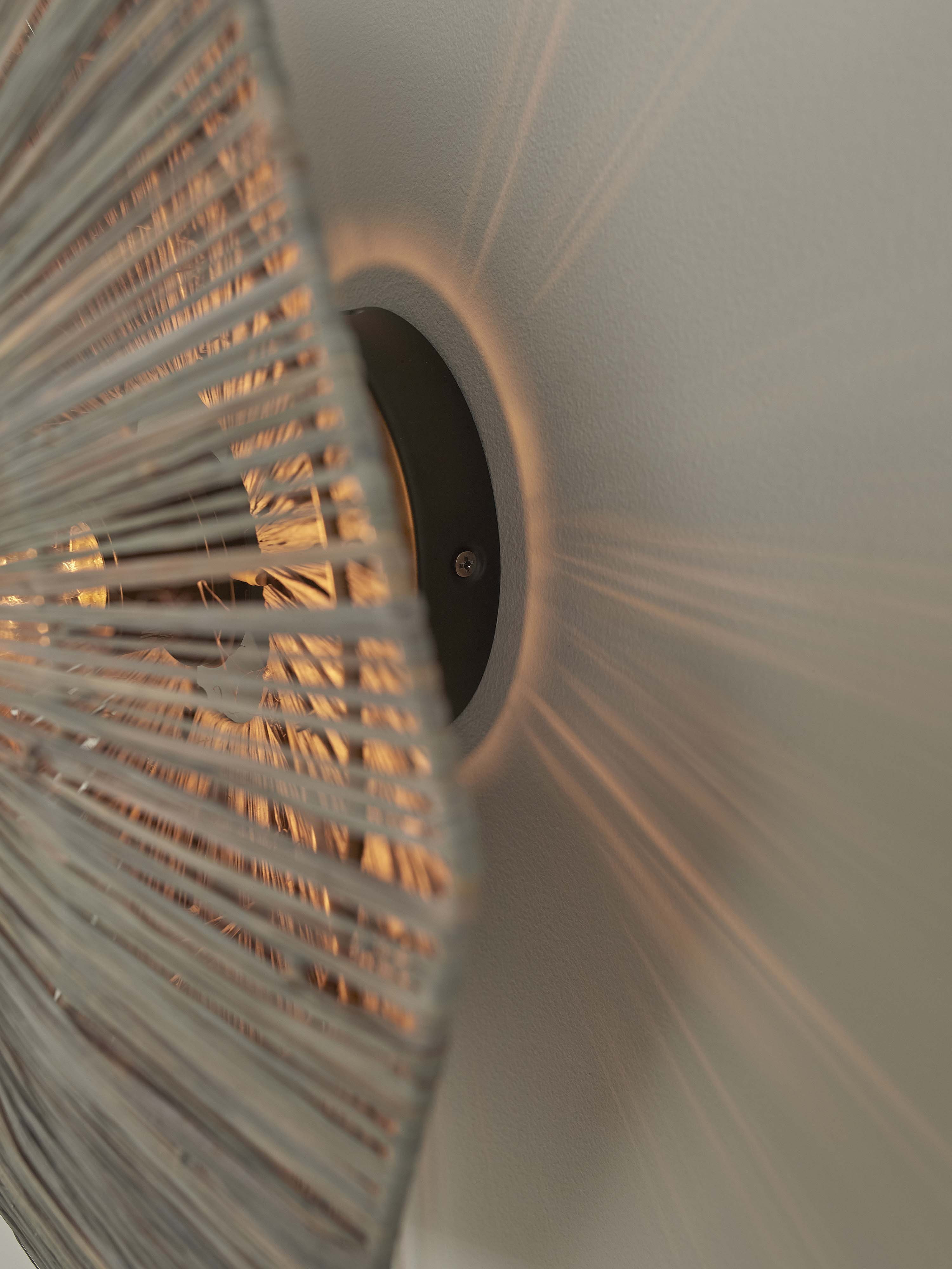 GOOD&MOJO Wandlamp 'Panama' Raffia, 65cm, kleur Grijs