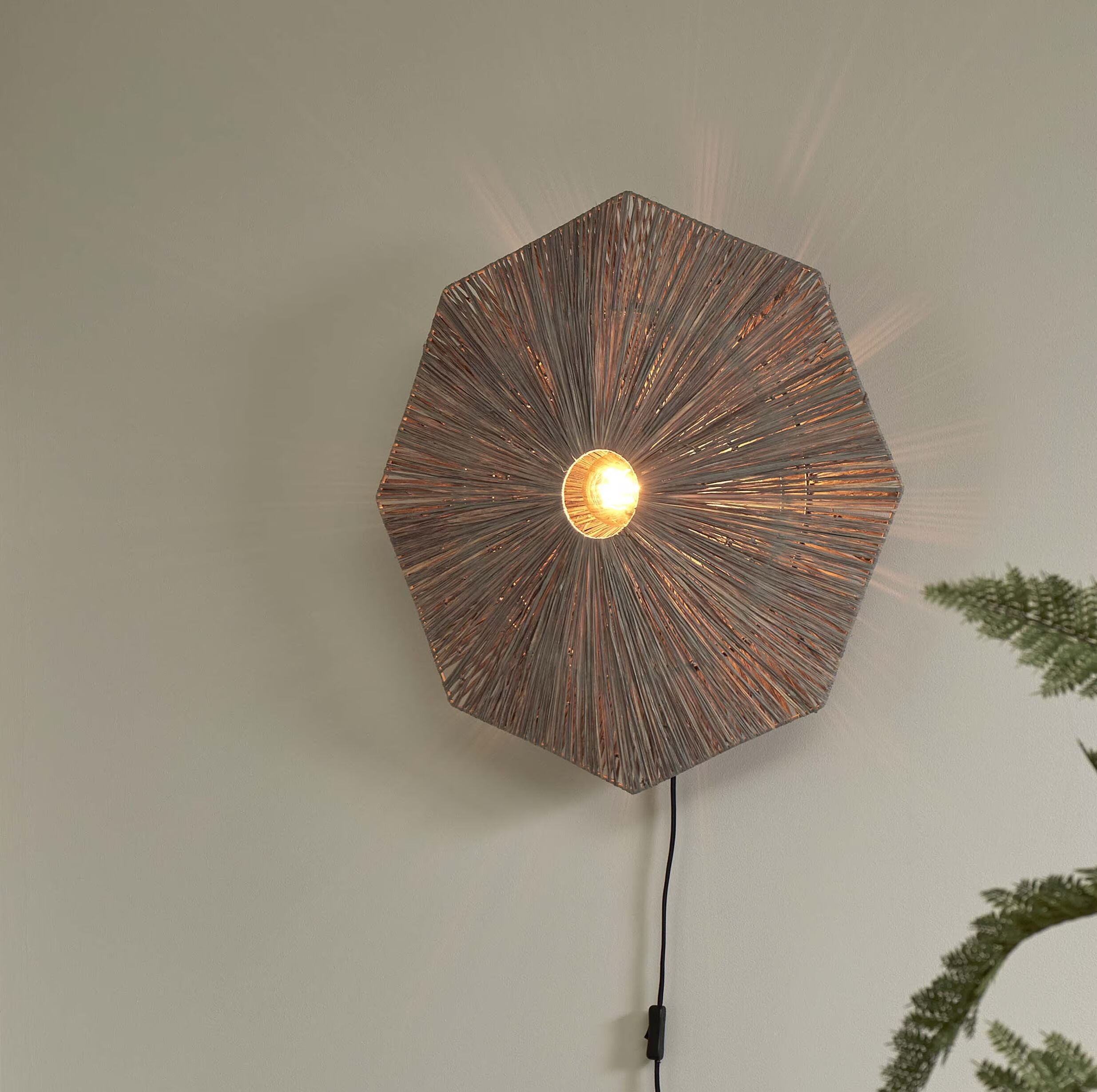 GOOD&MOJO Wandlamp Panama Raffia - Grijs