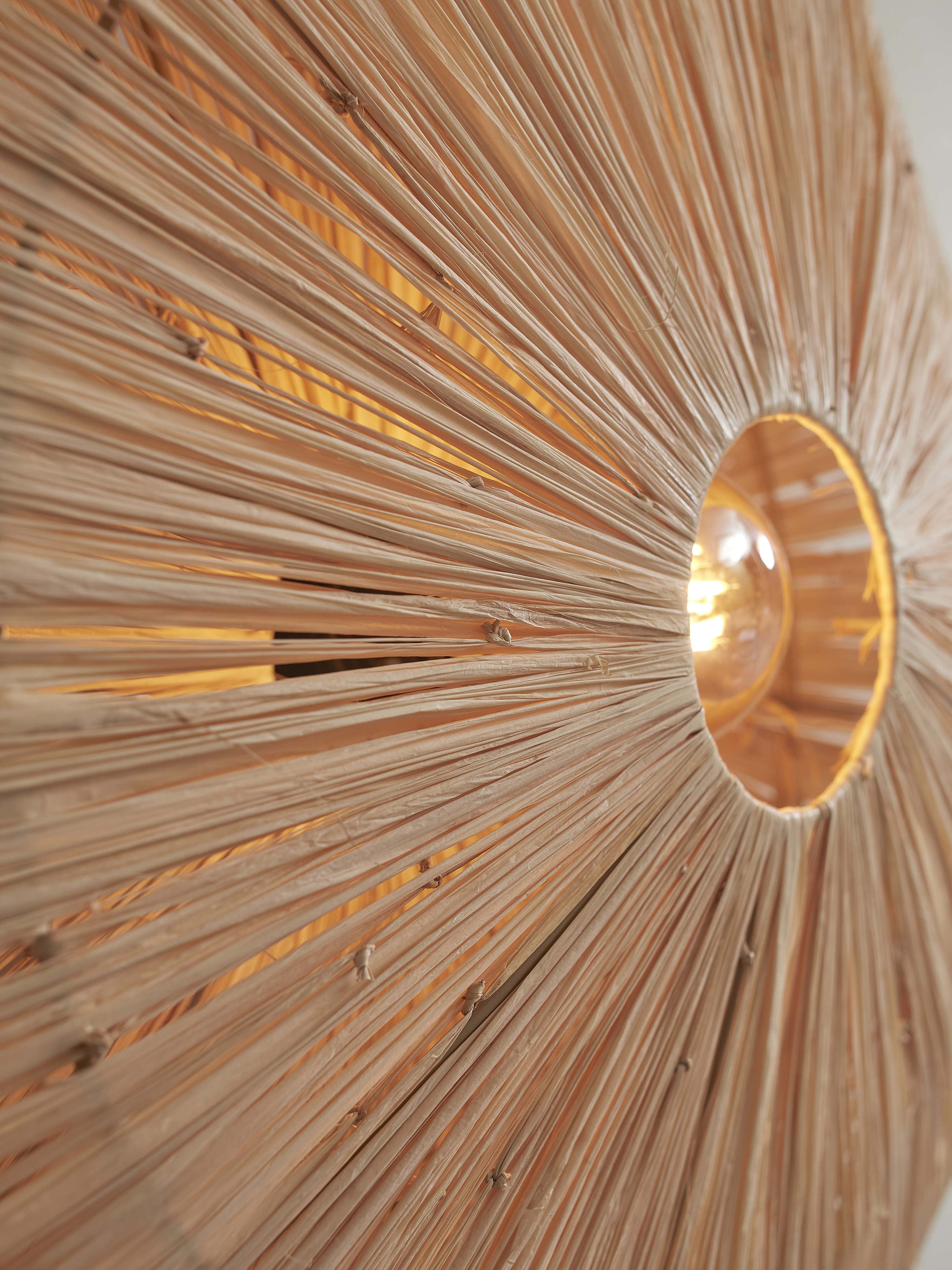 GOOD&MOJO Wandlamp 'Panama' Raffia, 65cm, kleur Naturel