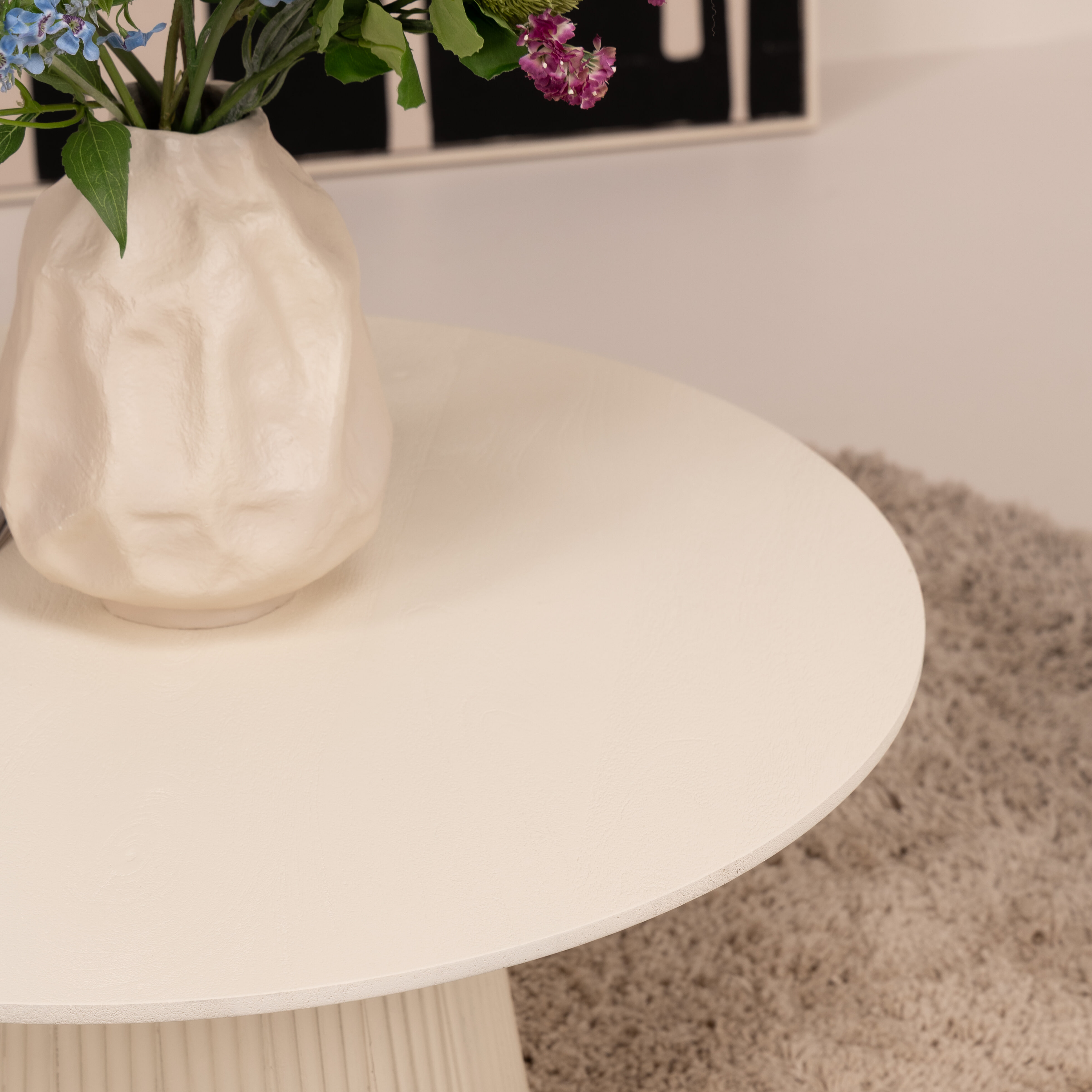 Sohome Ronde Salontafel 'Puck' Mangohout, 80cm, kleur Ivoor