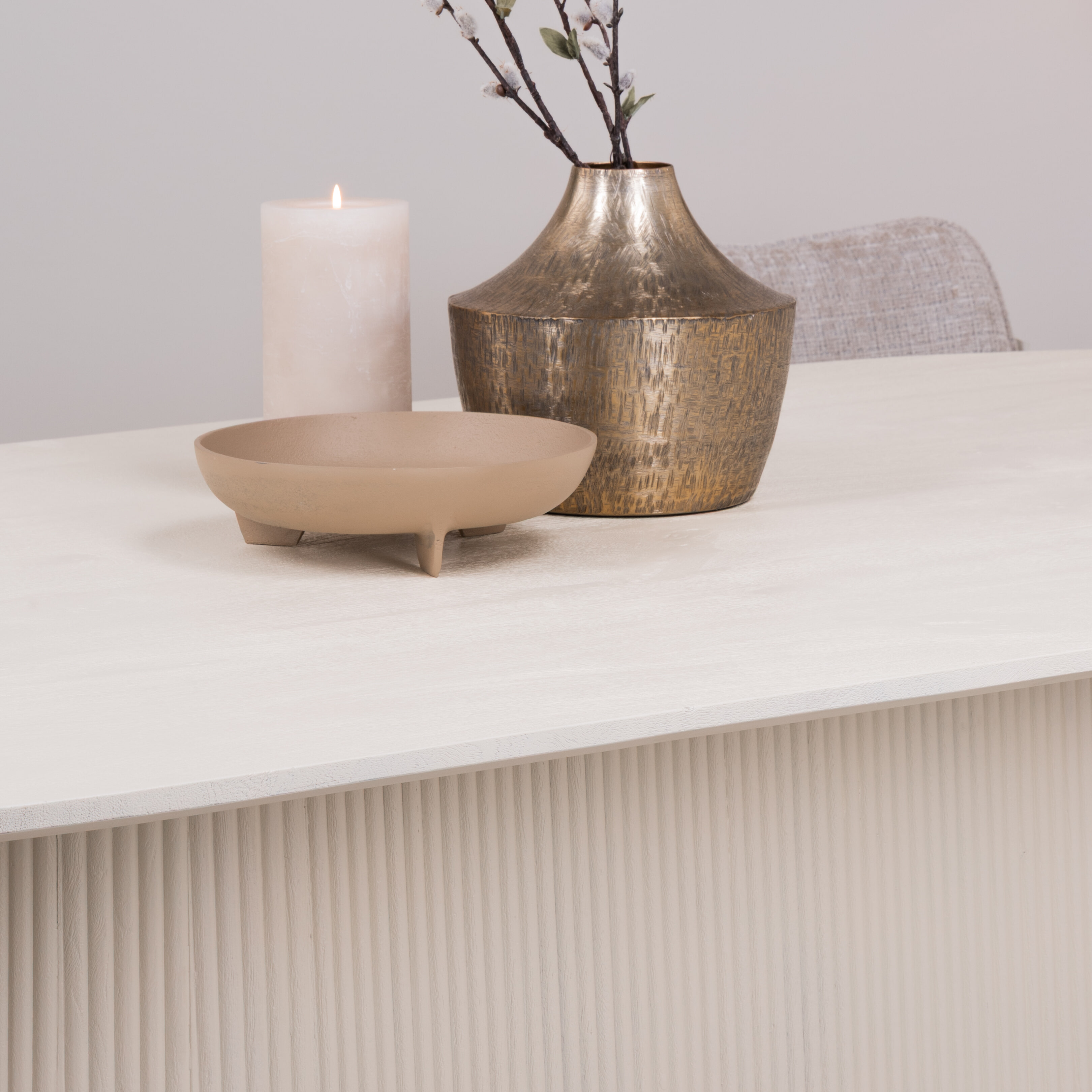 Sohome Ovale Eettafel 'Puck' Mangohout, 230 x 110cm, kleur Ivoor