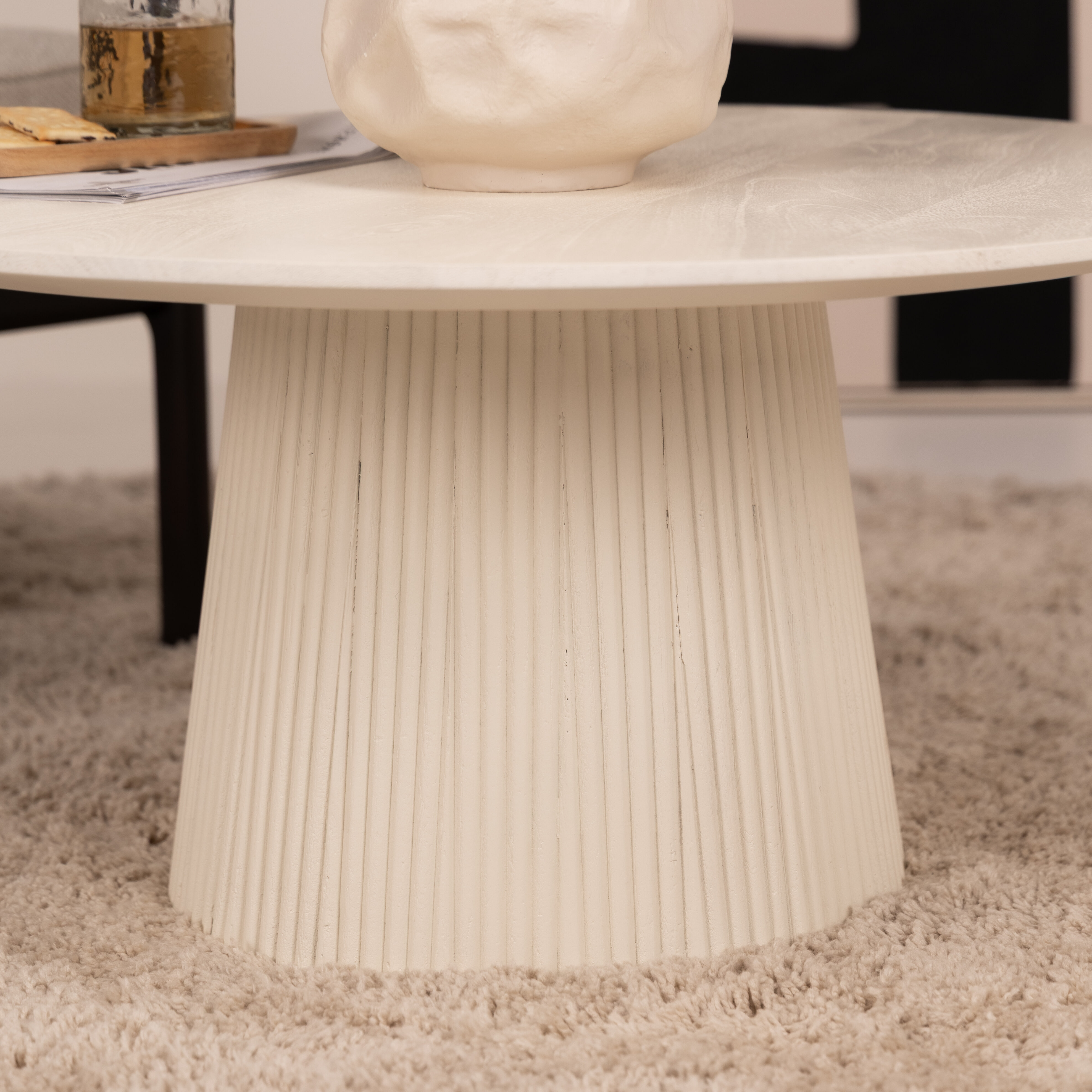 Sohome Ronde Salontafel 'Puck' Mangohout, 80cm, kleur Ivoor