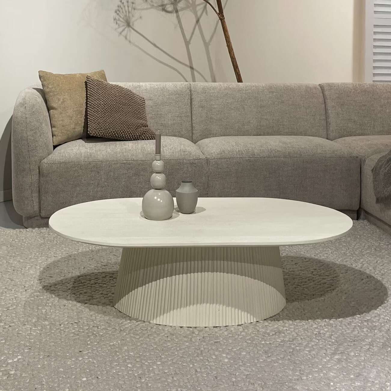 Livingfurn Ovale Salontafel Patrice Mangohout, 120 x 70cm - Ivoor - Ovaal