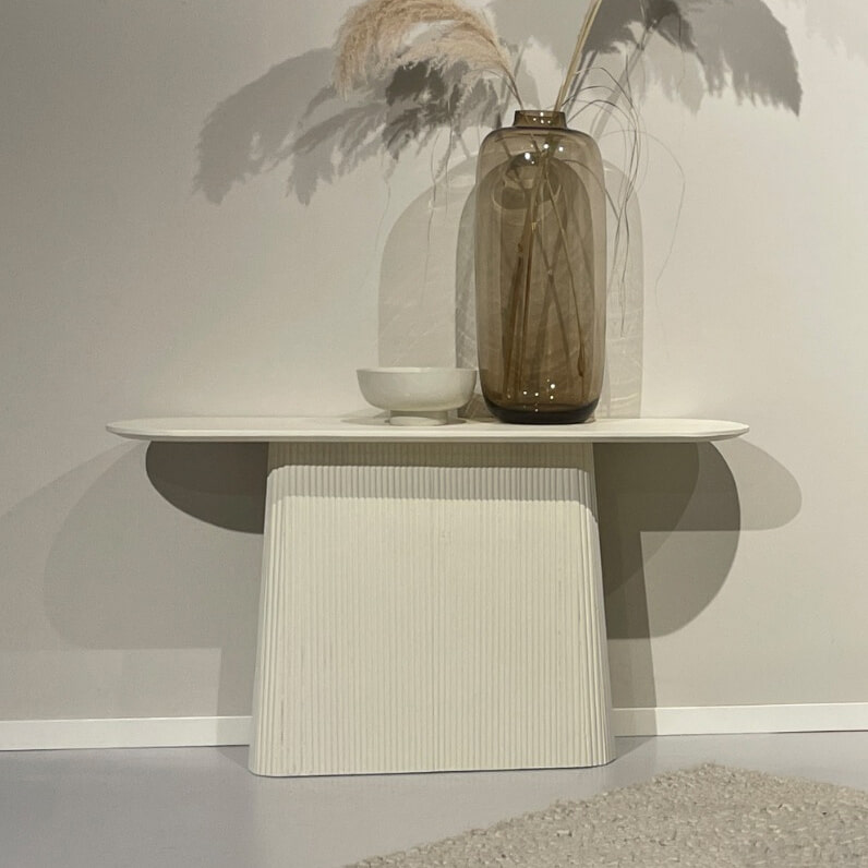 Livingfurn Ovale Sidetable Patrice Mangohout, 140cm - Ivoor