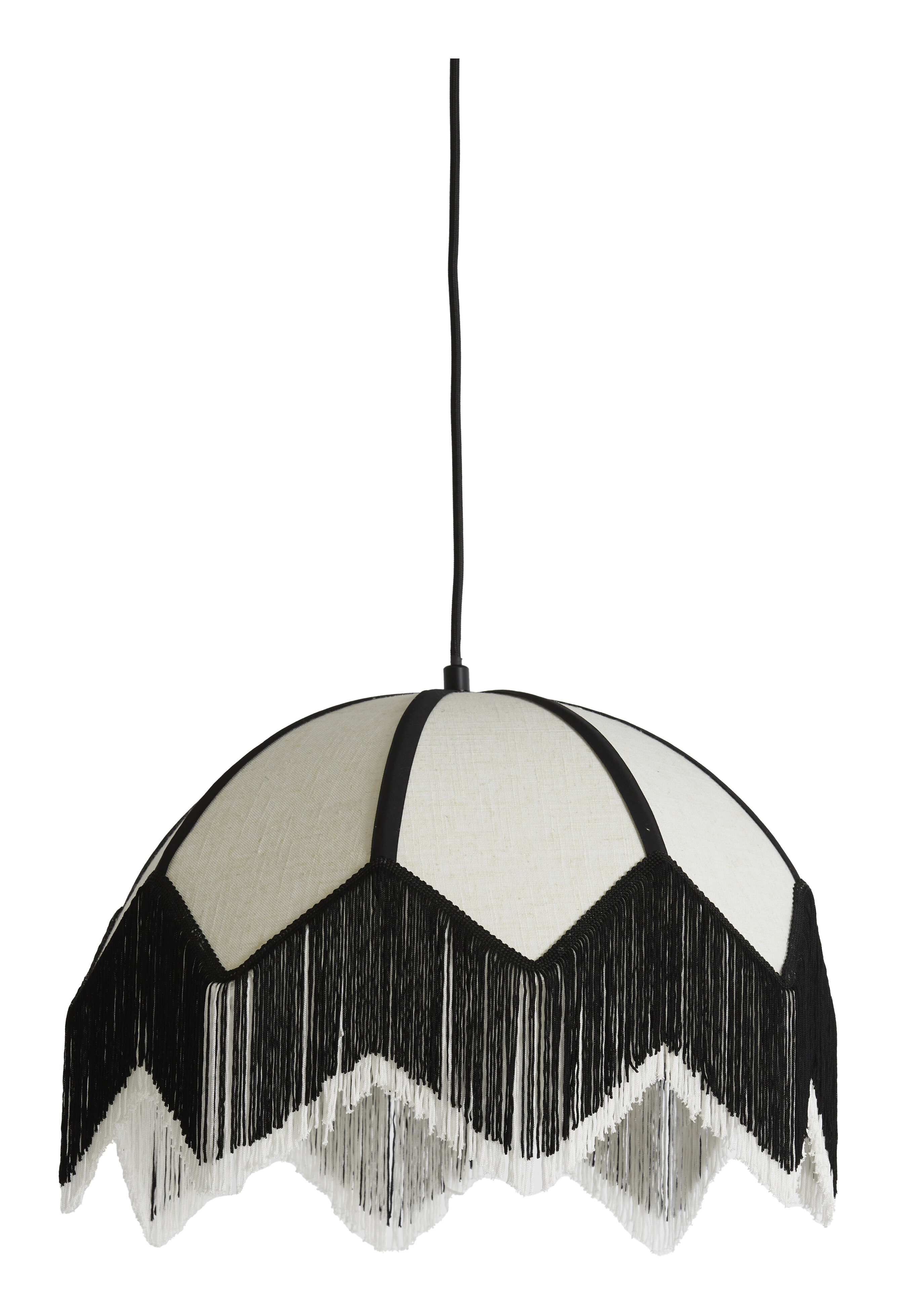 Light & Living Hanglamp Sulina Linnen, 45cm - Wit/Zwart