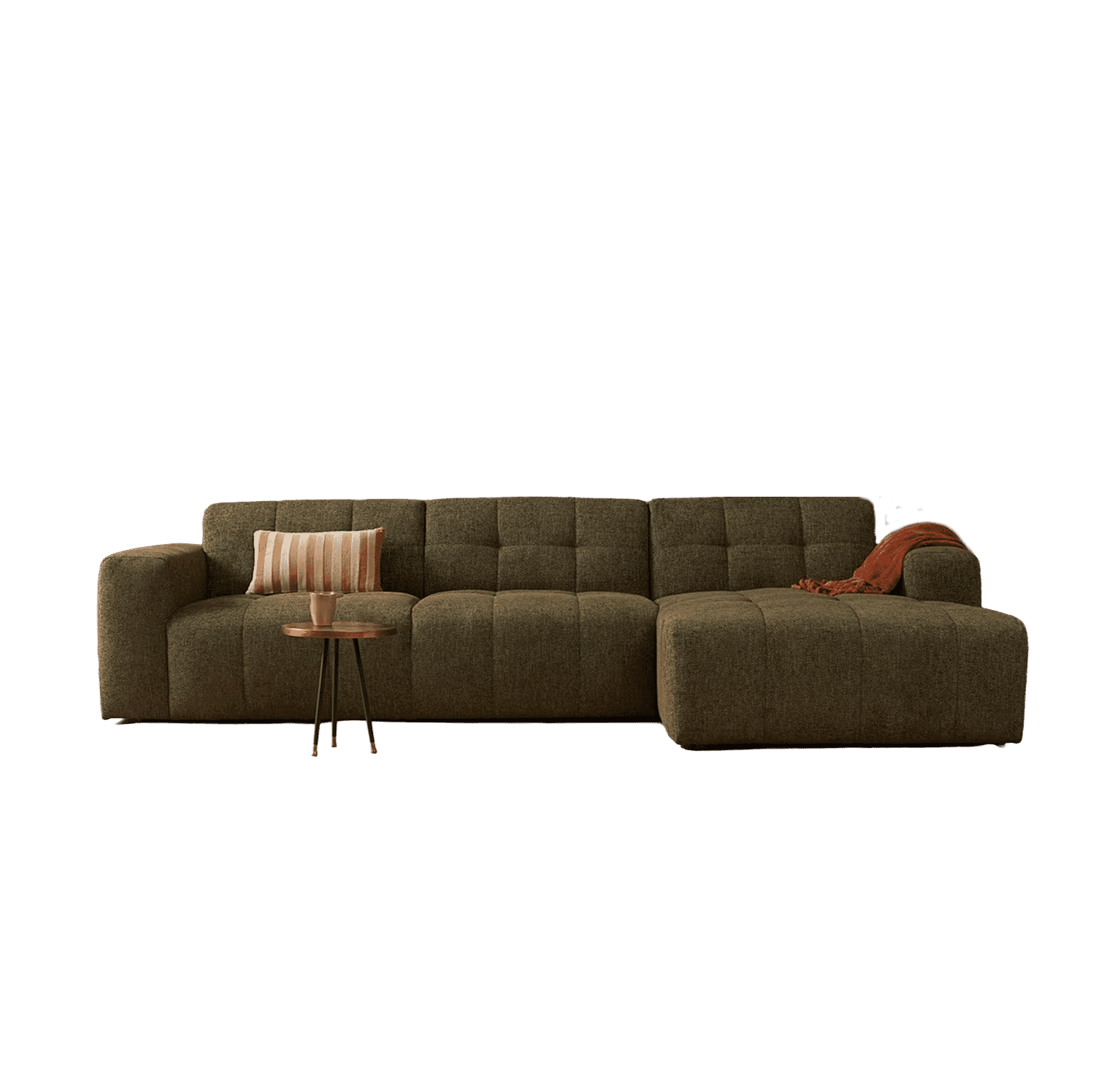 PEPP Interiors Loungebank 'Wave' 305cm, met chaise longue rechts, kleur Groen
