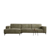 PEPP Interiors Loungebank 'River' 304cm, met chaise longue links, Chenille, kleur Groen