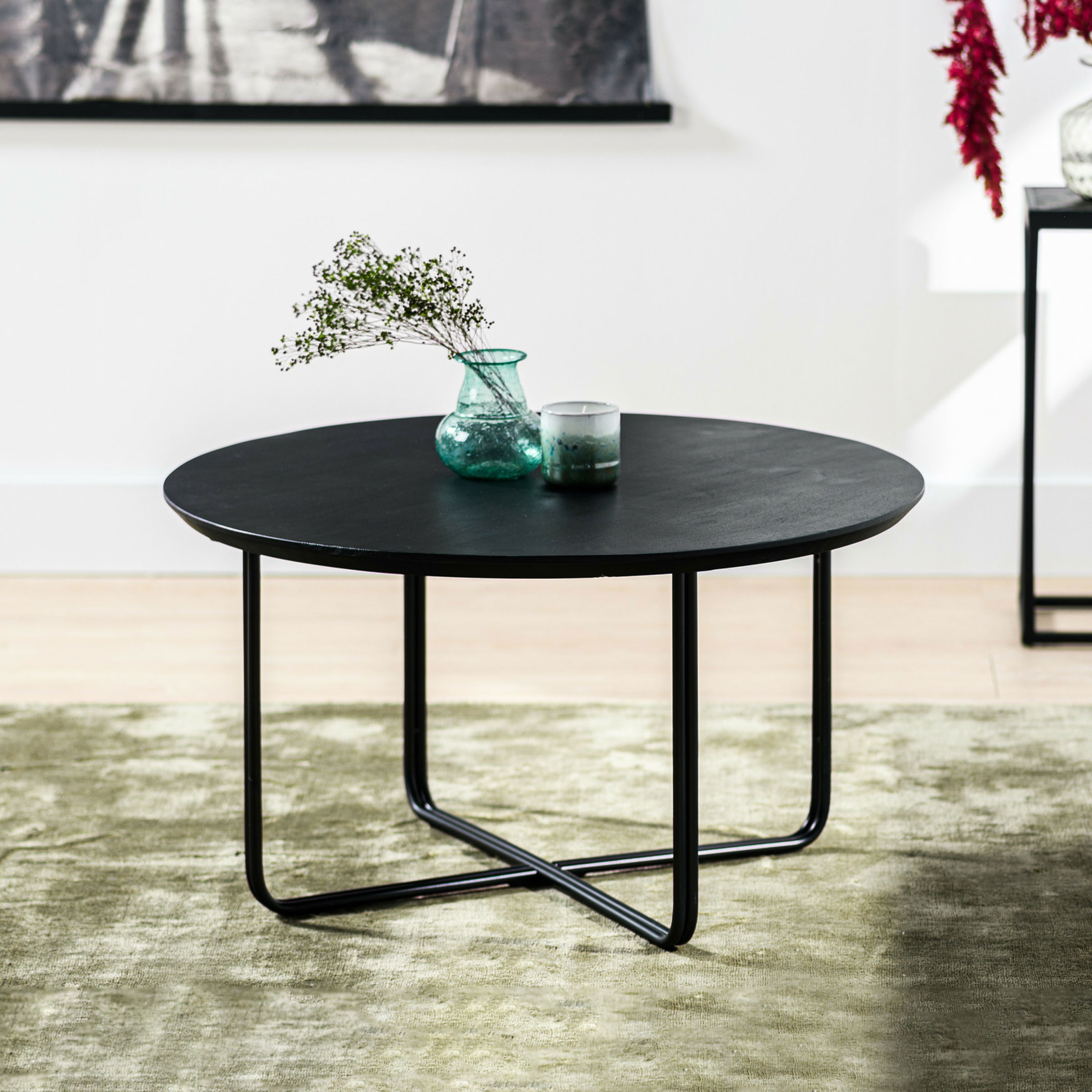 BASE Salontafel 'Kristof' Acaciahout, 75cm, kleur Zwart