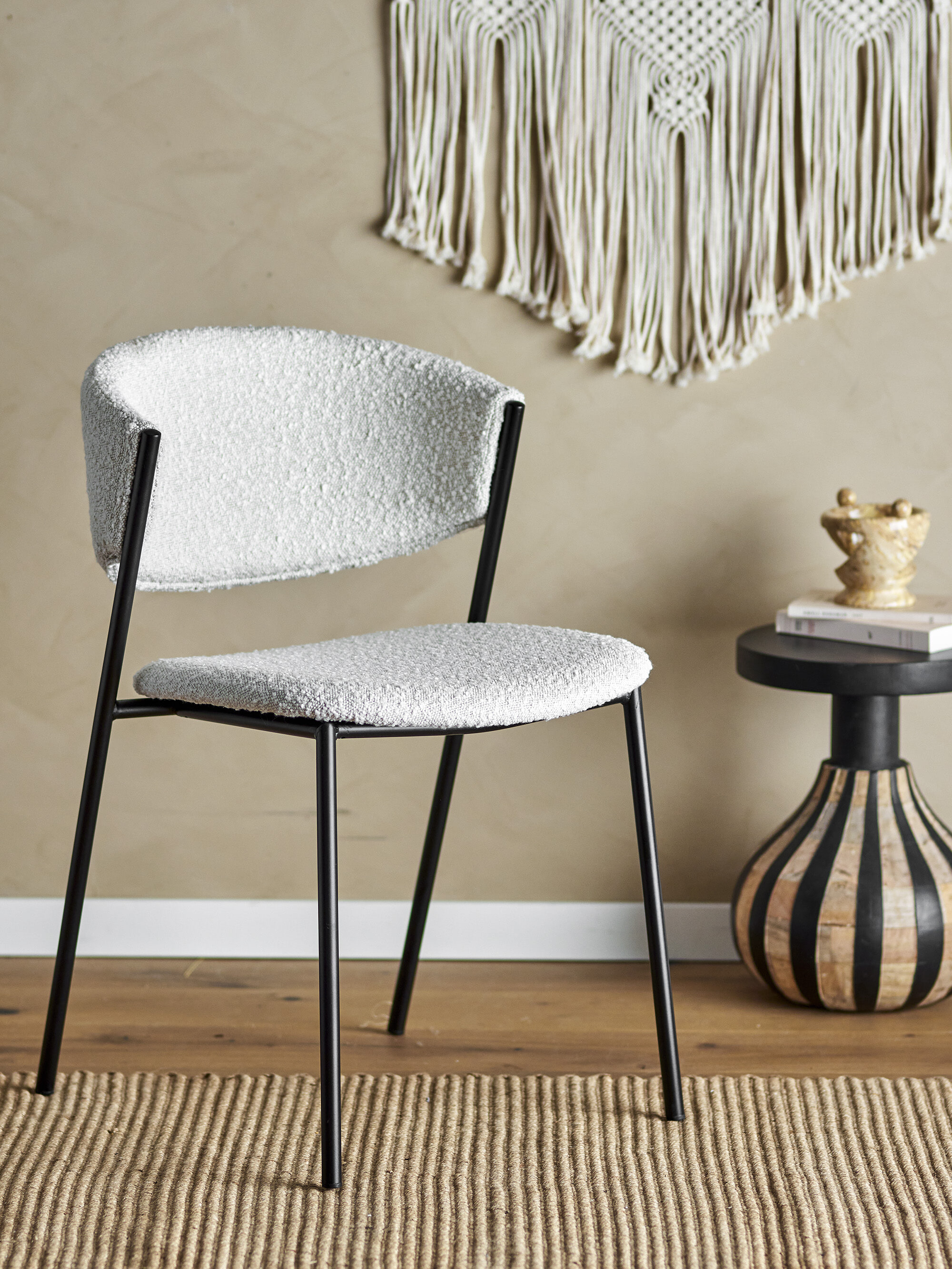Bloomingville Eetkamerstoel Marlo Bouclé - Wit