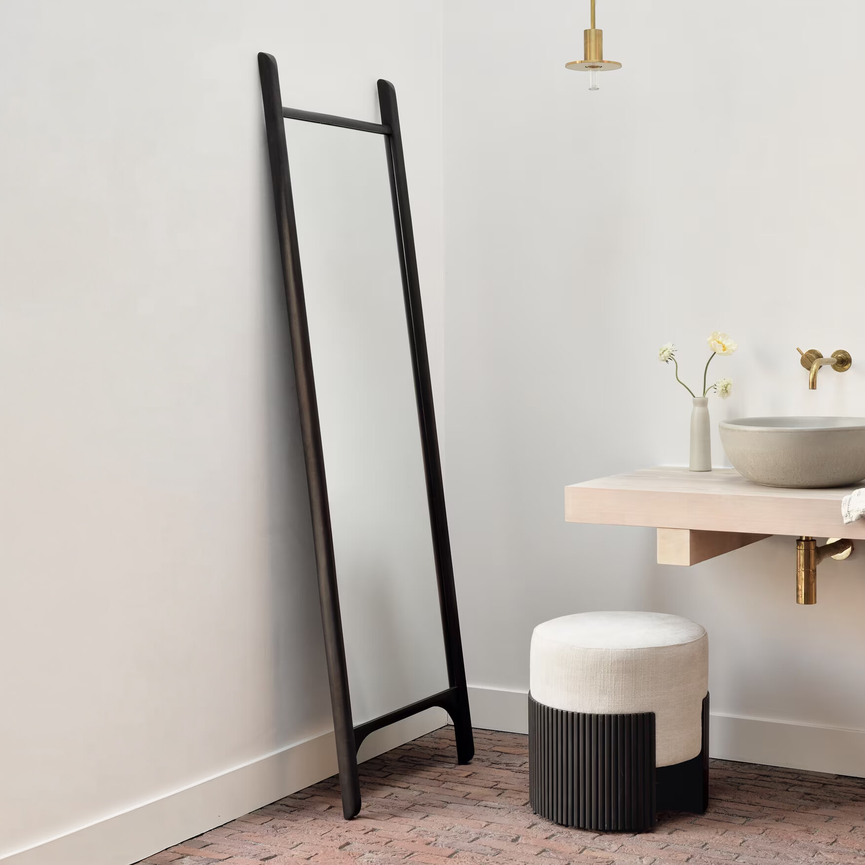 Ethnicraft Staande Spiegel 'PI' Mahoniehout, 190 x 55cm, kleur Donkerbruin