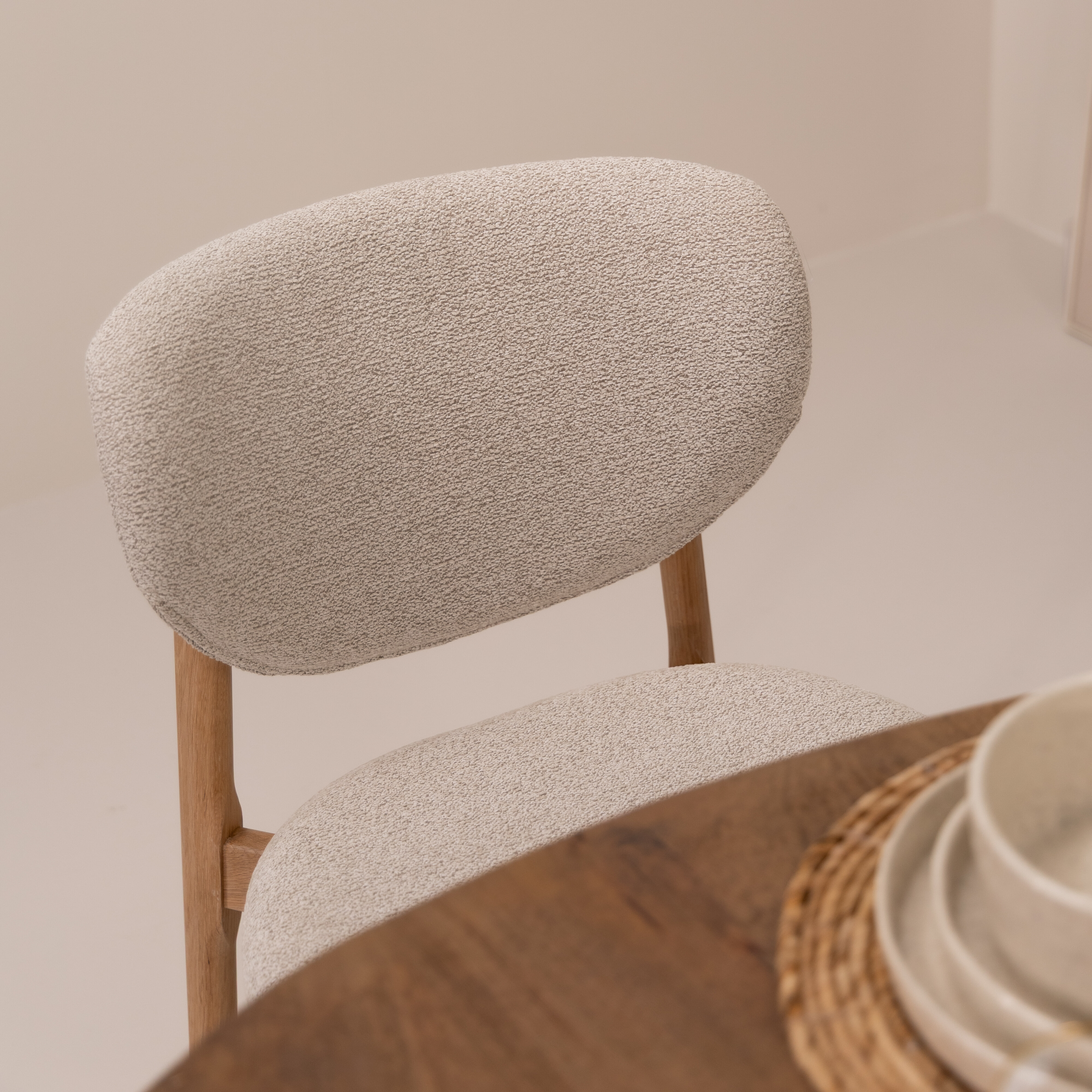 Tower Living Eetkamerstoel 'Pimonte' Bouclé, kleur Beige