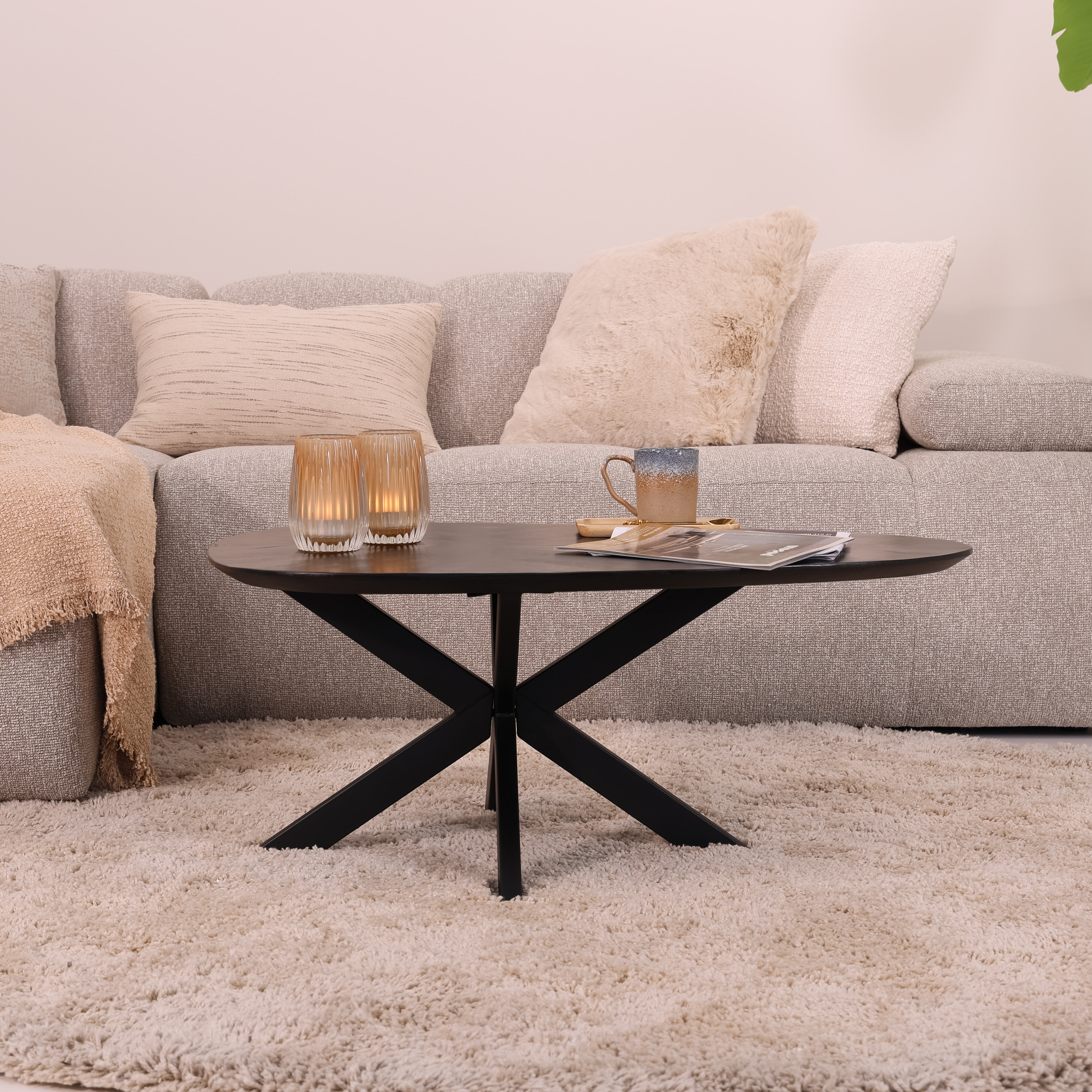 Tower Living Organische Salontafel 'Pianella' Mangohout, kleur Zwart