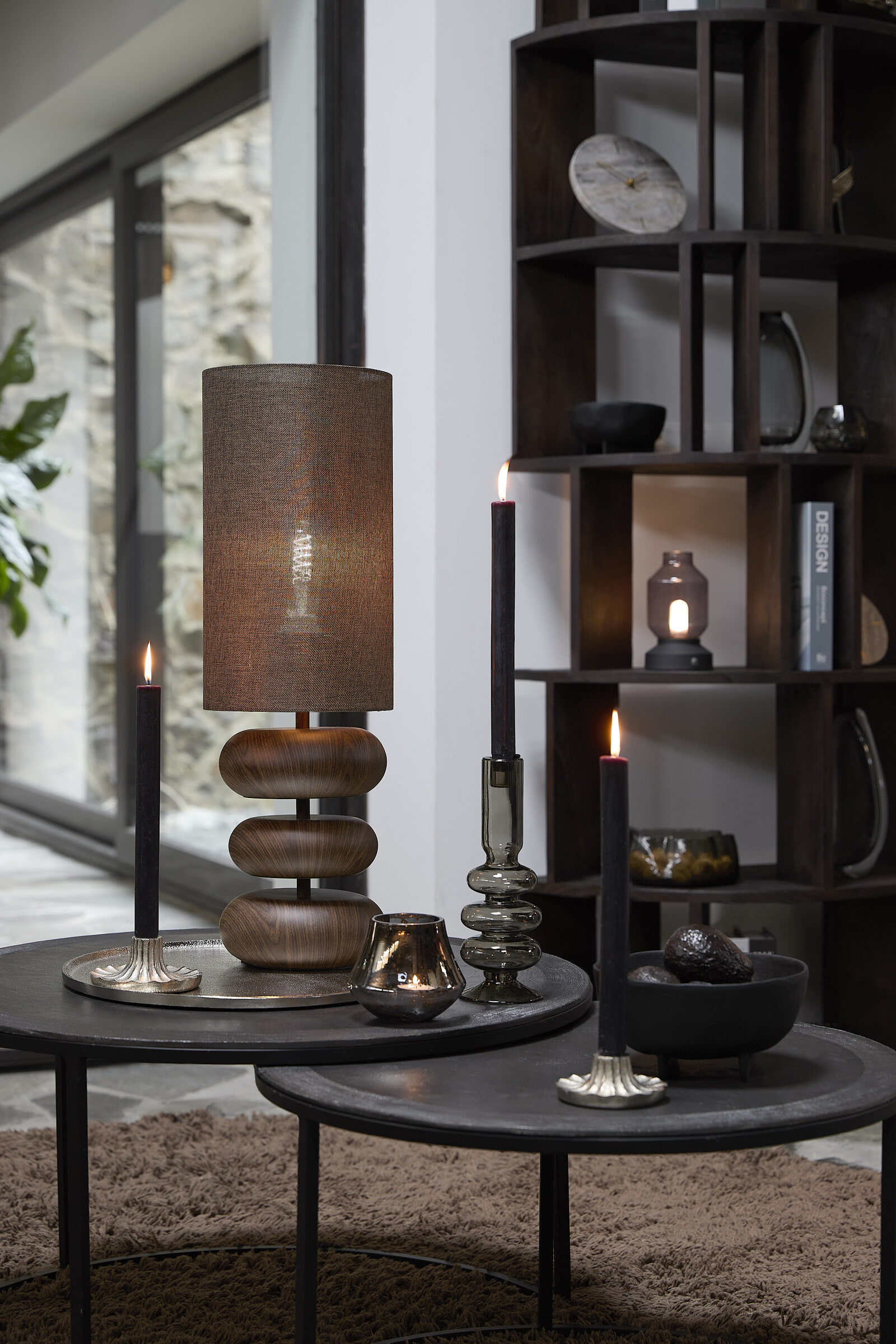 Light & Living Tafellamp 'Danialo' (incl. kap) 68cm, kleur Donkerbruin