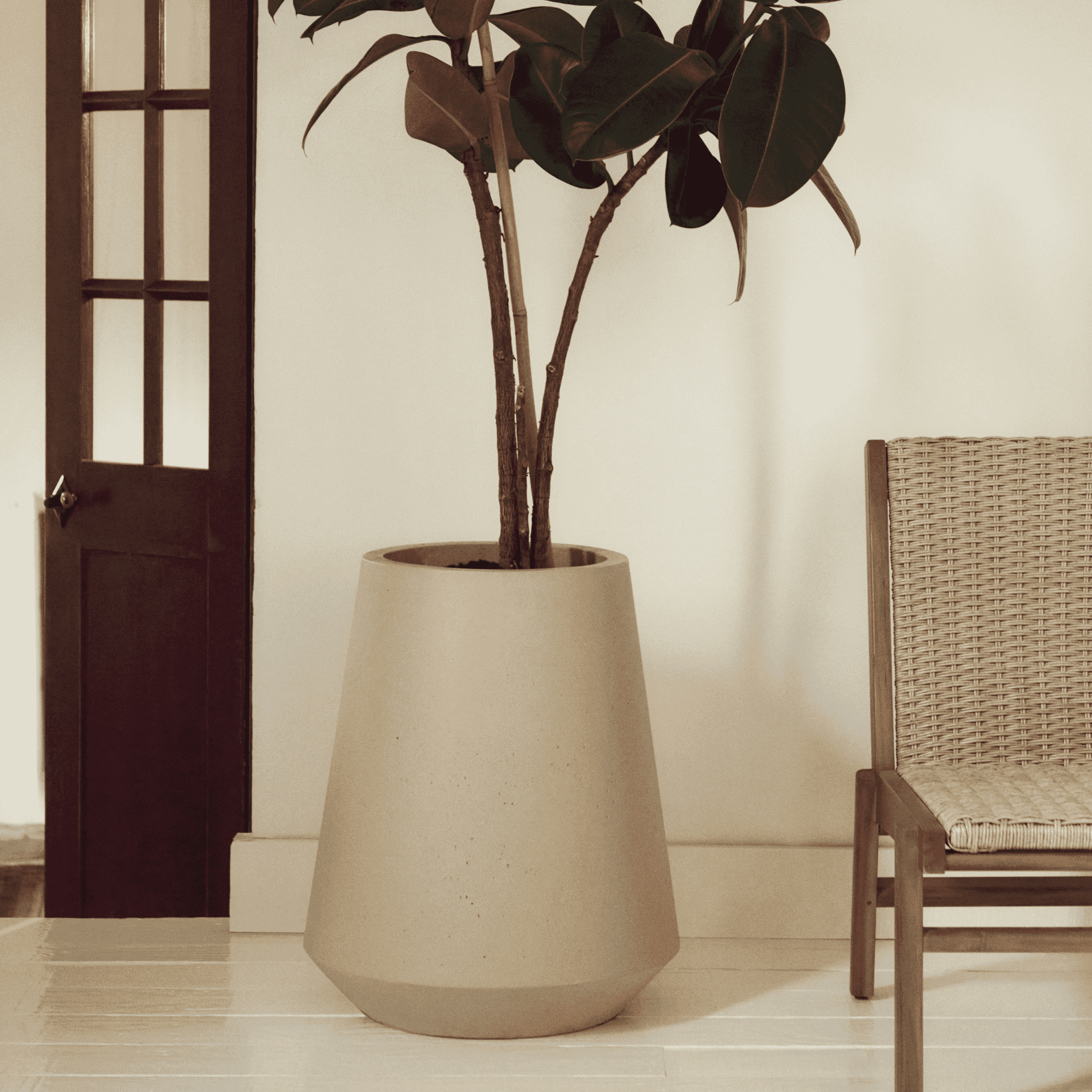 Kave Home Plantenpot 'Calun' Cement, Ø50cm