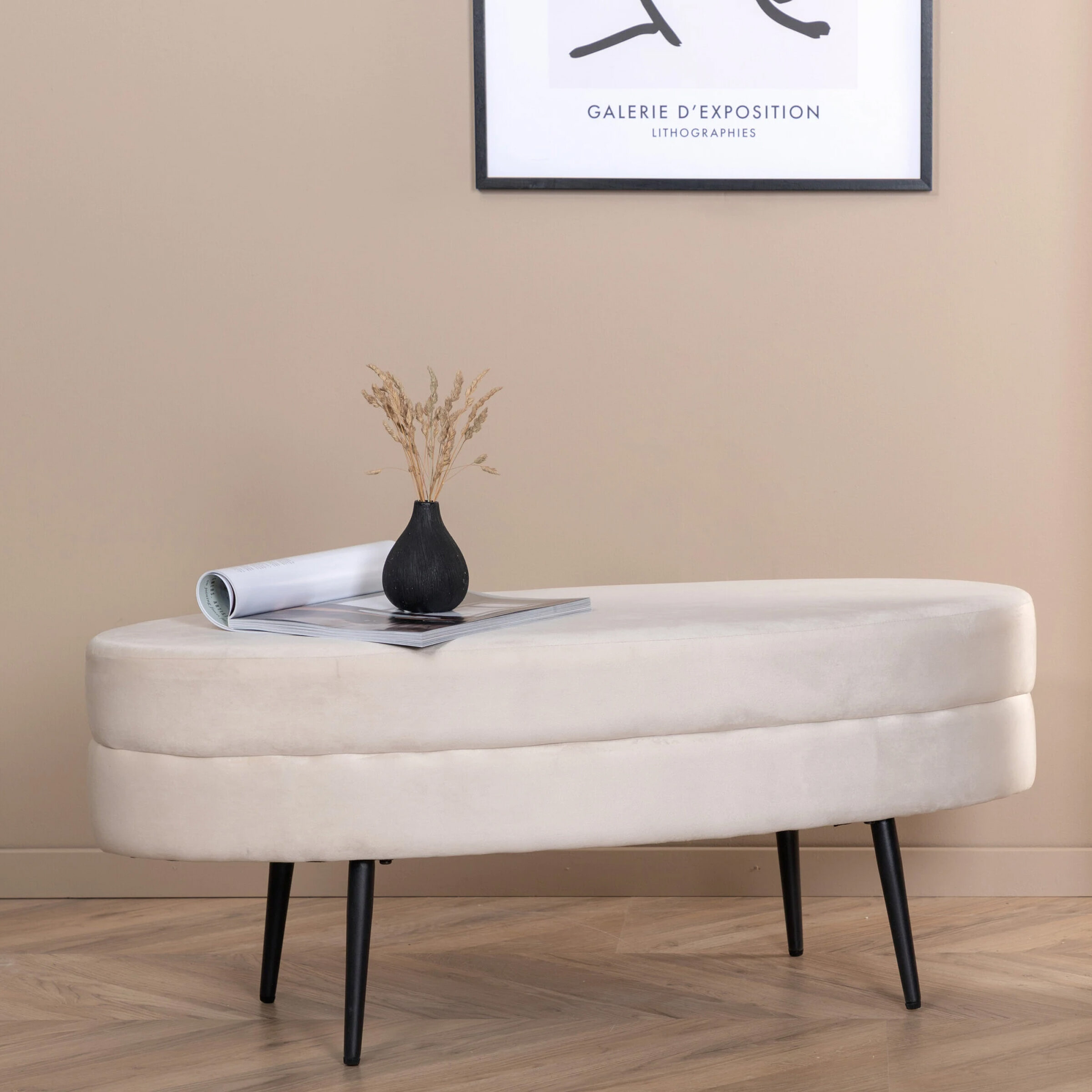 Nohr Hocker 'Larenzo' Velvet, kleur Beige