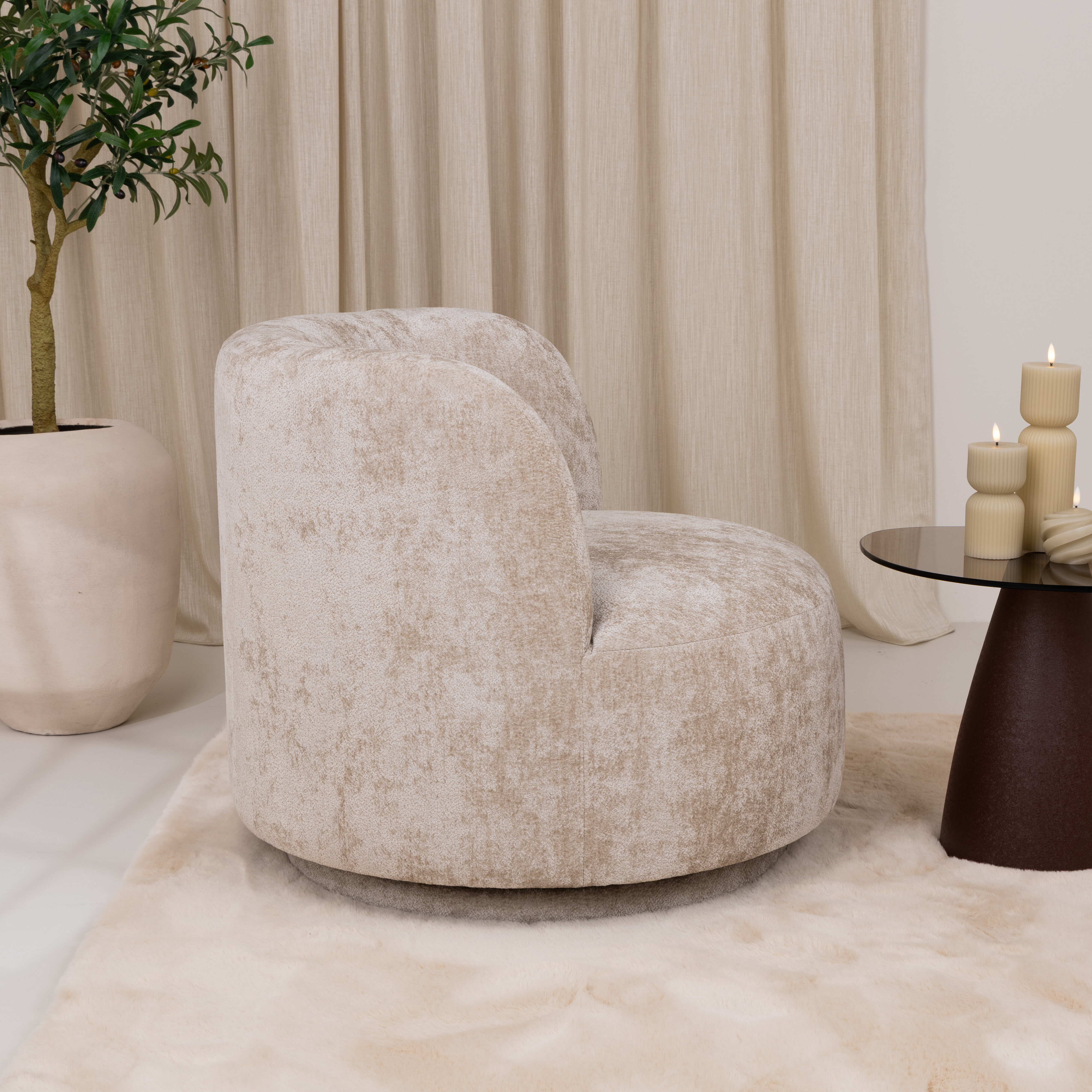 WOOOD Draaifauteuil 'Popular' Modulair, Chenille, kleur Naturel