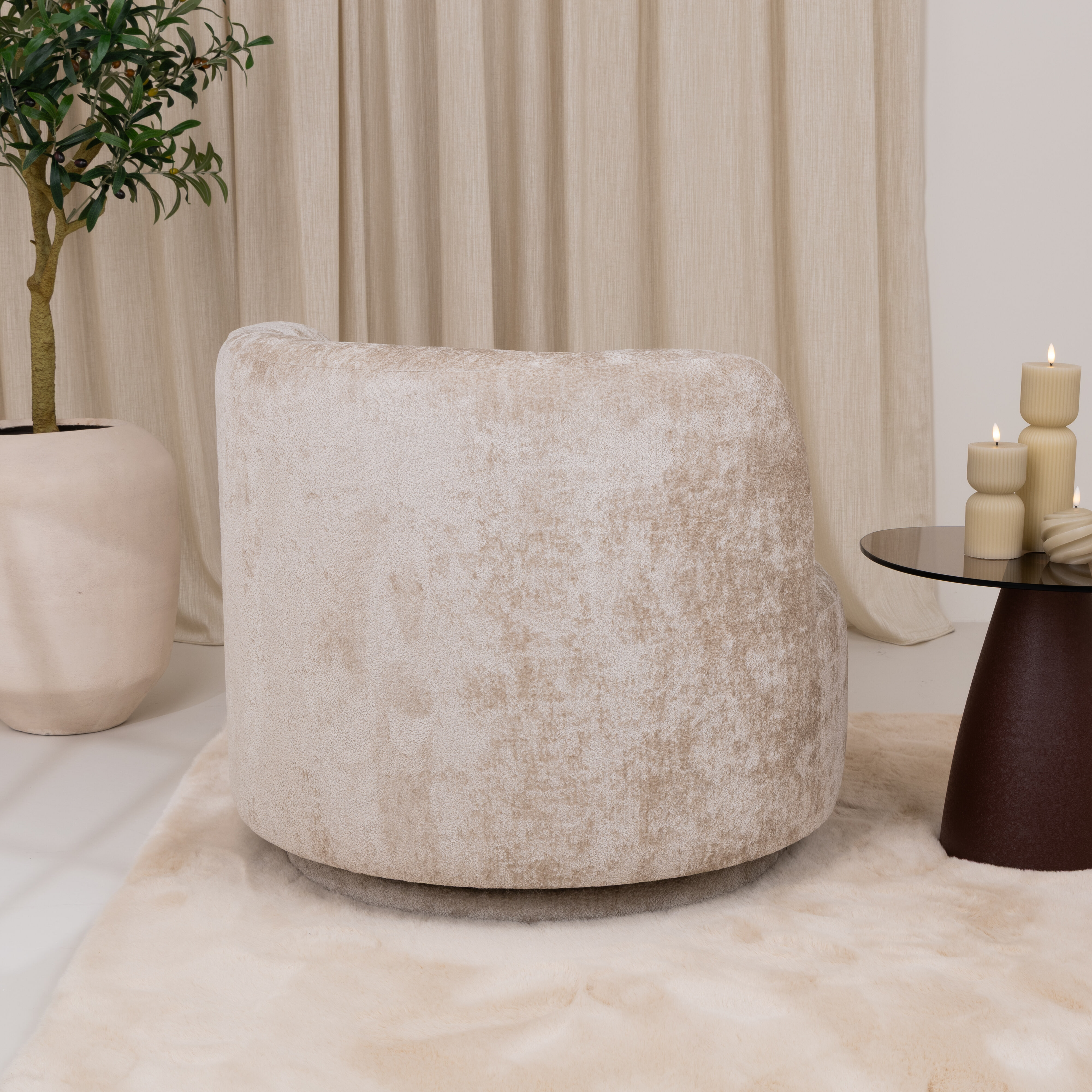 WOOOD Draaifauteuil 'Popular' Modulair, Chenille, kleur Naturel