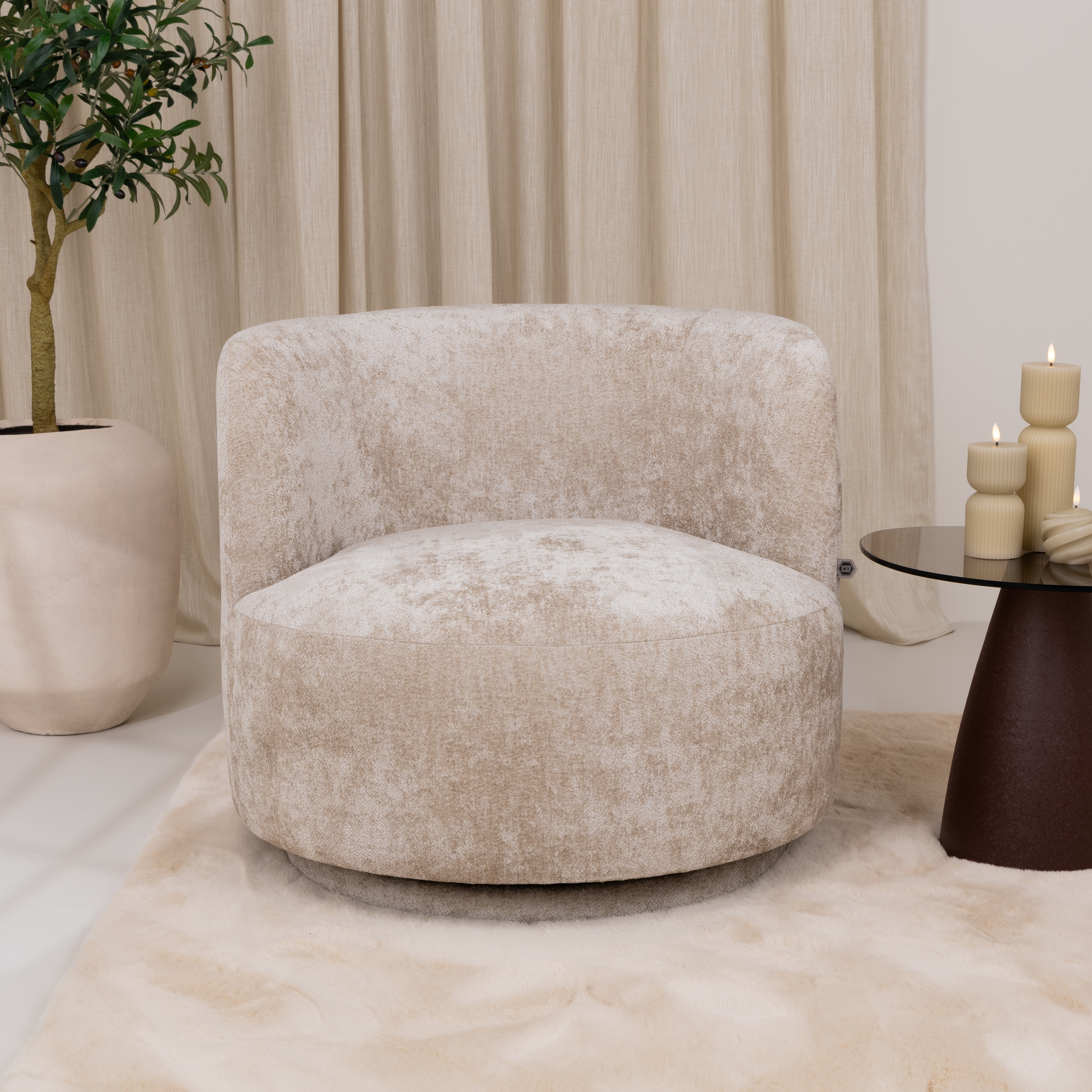 WOOOD Draaifauteuil 'Popular' Modulair, Chenille, kleur Naturel