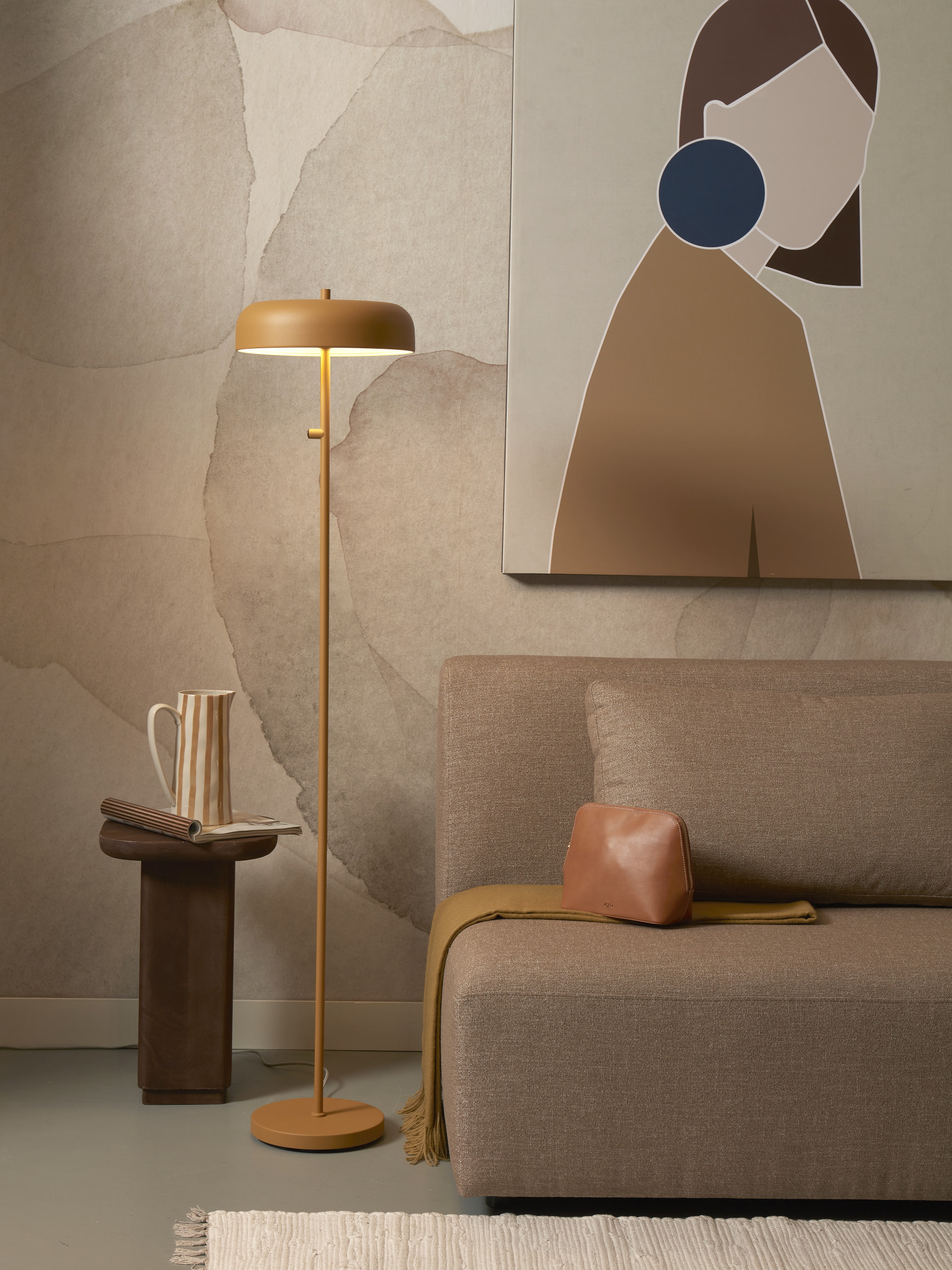 its about RoMi Vloerlamp 'Porto' 145cm, kleur Mosterdgeel