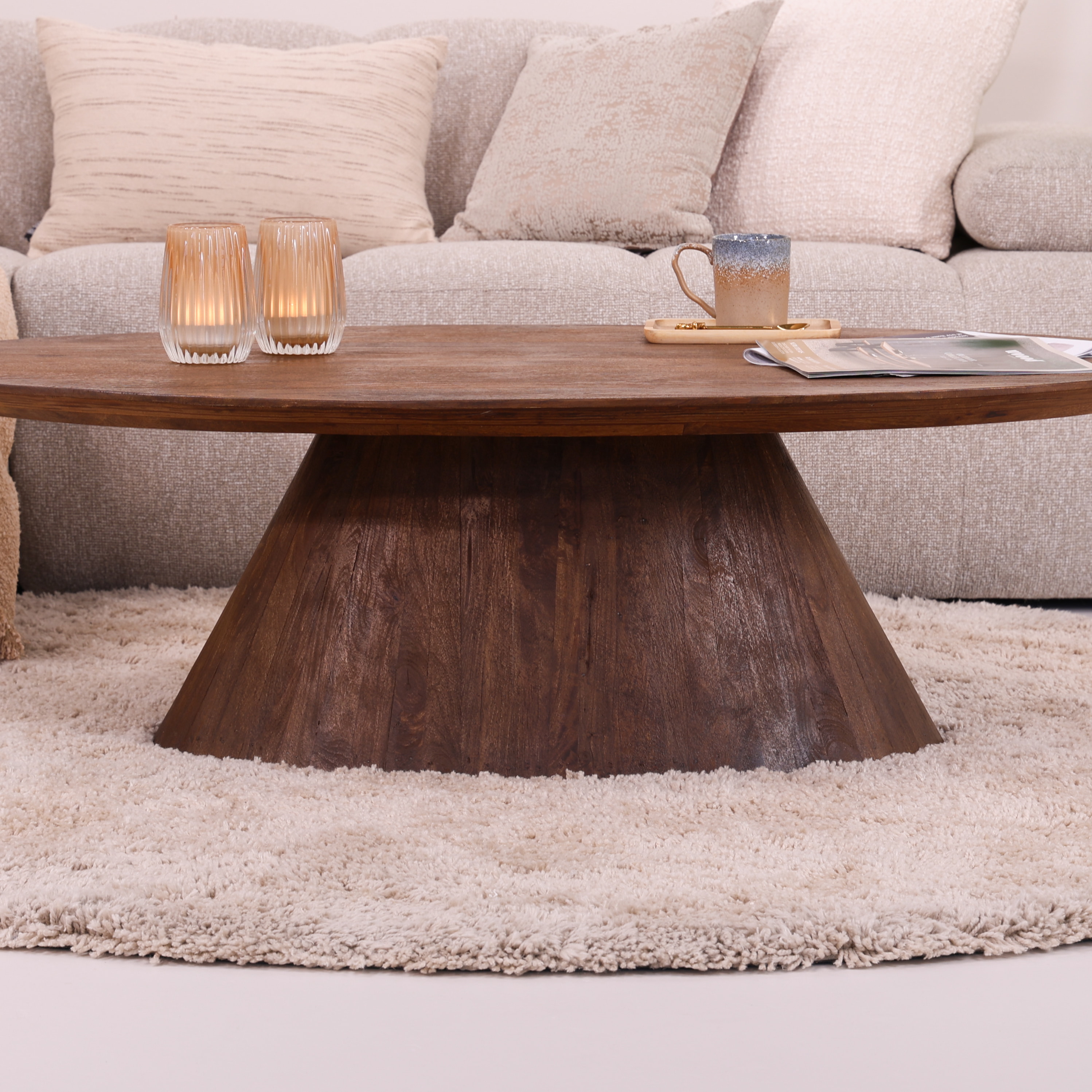 Tower Living Ovale Salontafel 'Premana' Mangohout, 135 x 75cm, kleur Bruin