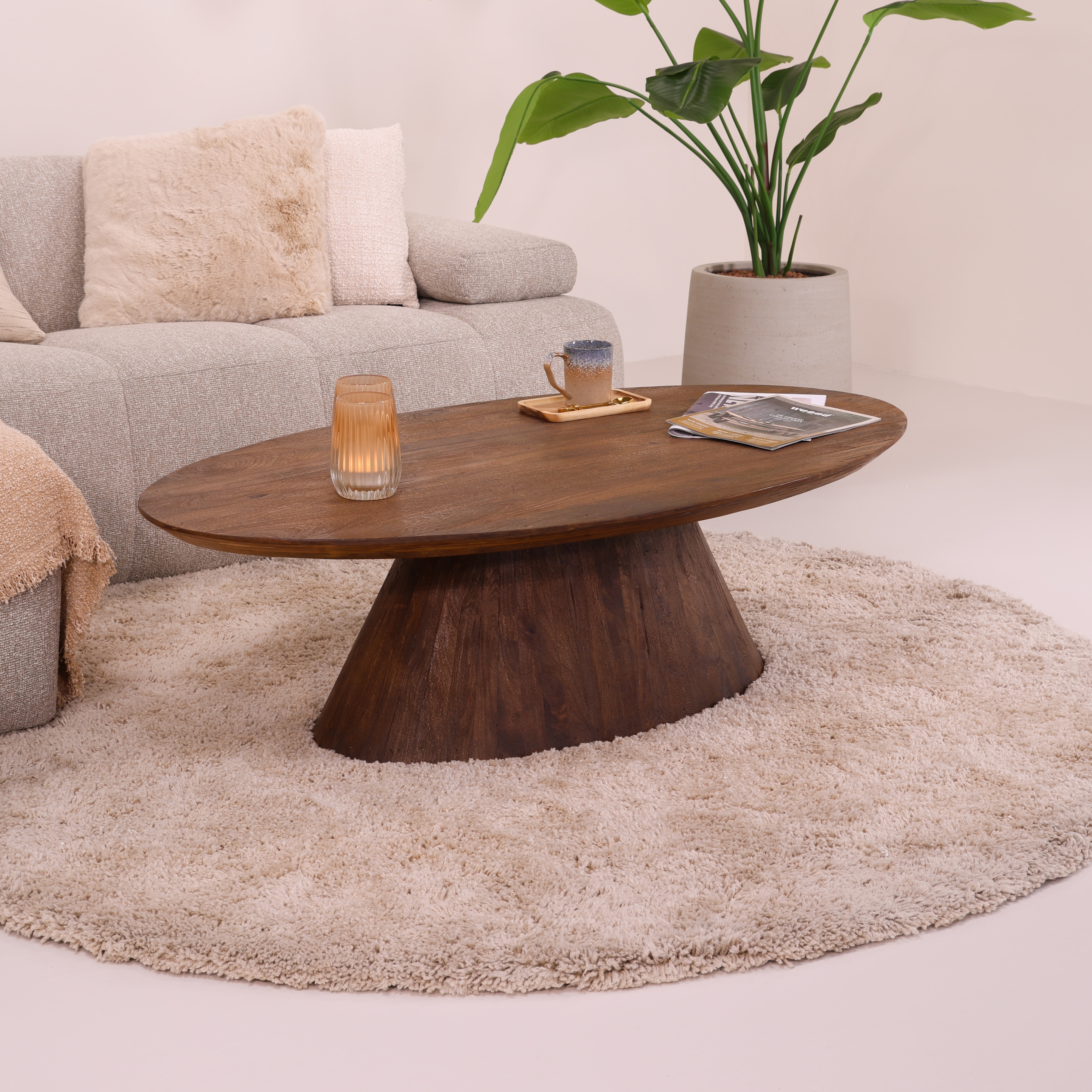 Tower Living Ovale Salontafel 'Premana' Mangohout, 135 x 75cm, kleur Bruin