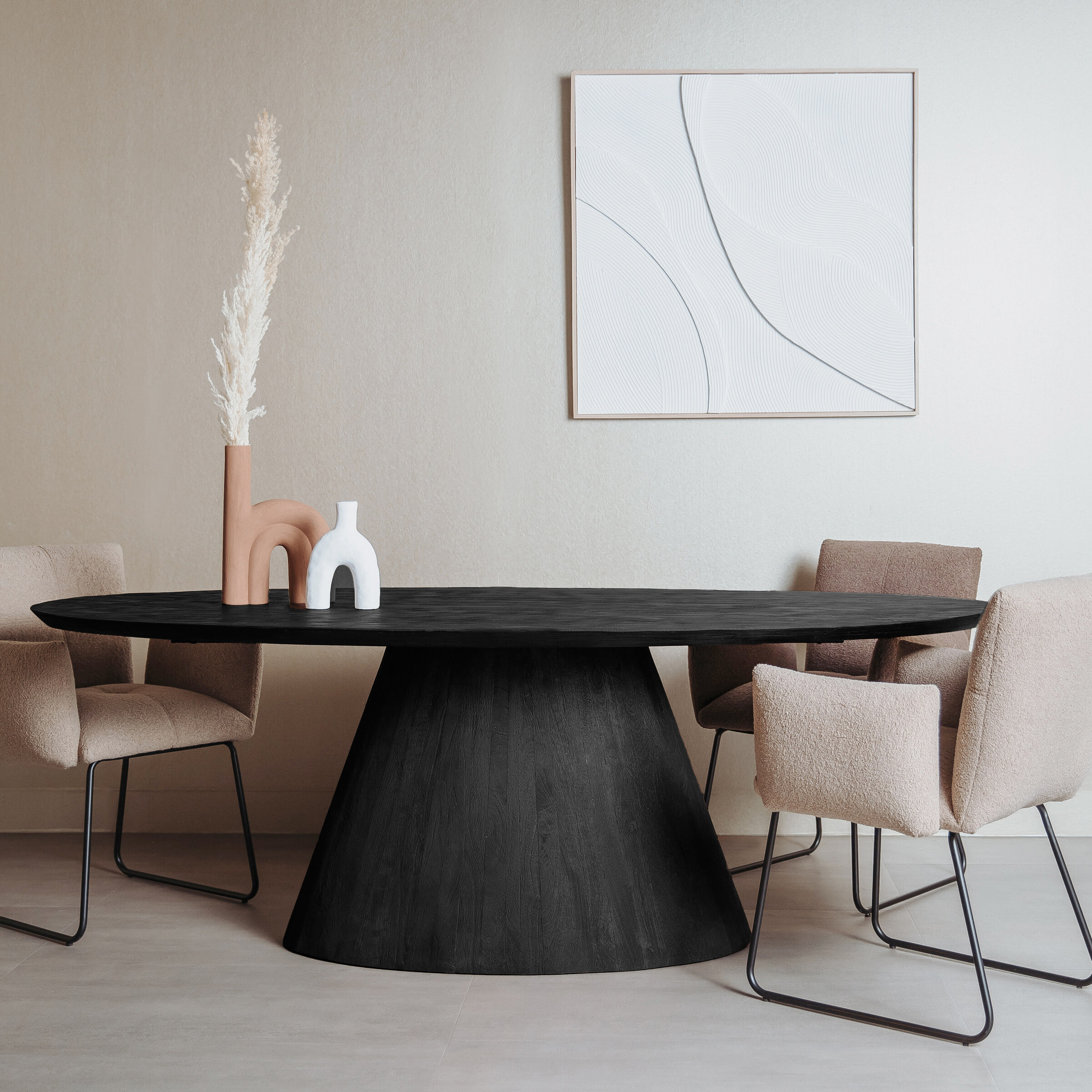 Tower Living Ovale Eettafel Premana Mangohout, 220 x 120cm - Zwart - Ovaal