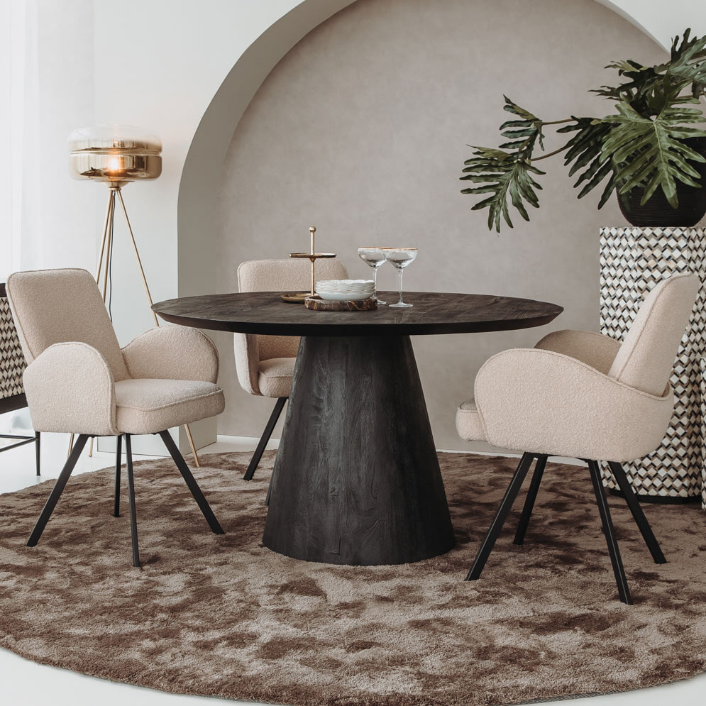 Tower Living Ronde Eettafel 'Premana' Mangohout, 150cm, kleur Zwart