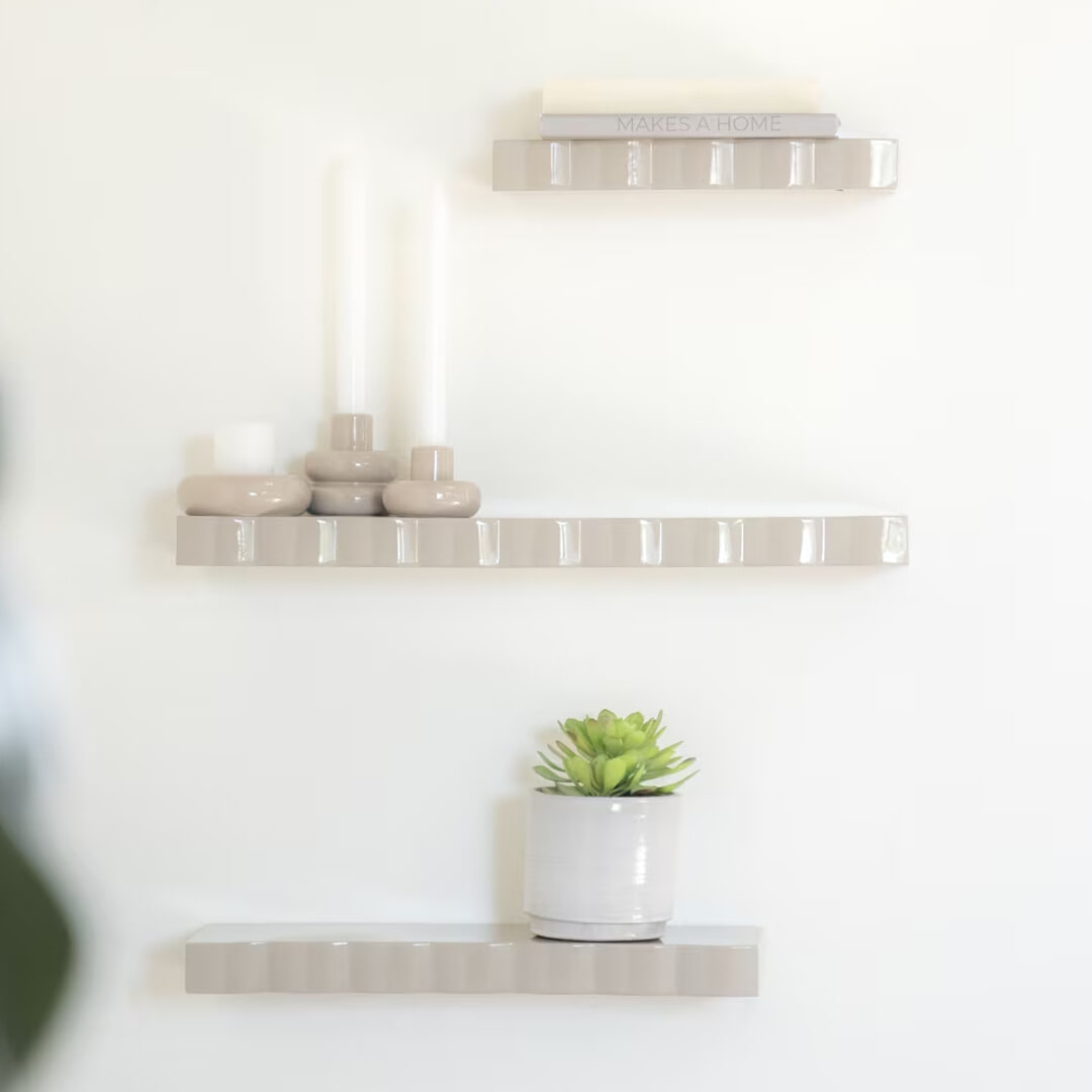 By-Boo Wandplank Prinz Set van 3 stuks - Taupe