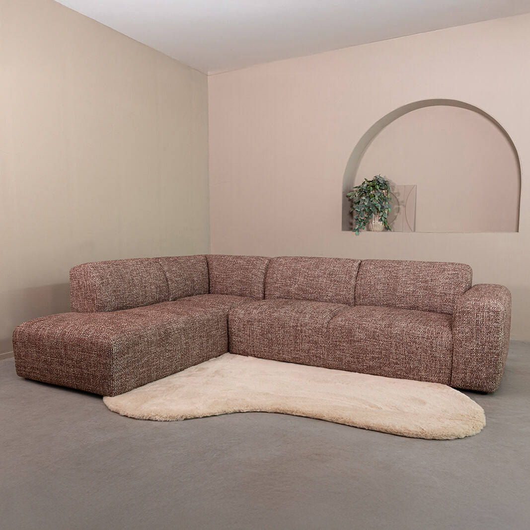 LABEL51 Hoekbank 'Verona' 291cm, Links, Chenille, kleur Cherry Chocolate