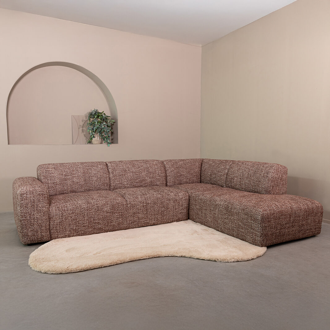 LABEL51 Hoekbank 'Verona' 291, Rechts, Chenille, kleur Cherry Chocolate