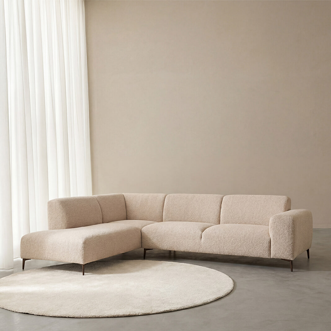 LABEL51 Hoekbank Merido Links, 292cm, Velvet - Naturel