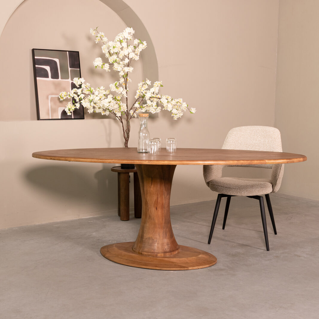 LABEL51 Ovale Eettafel Craft Mangohout, 230 x 100cm - Naturel - Ovaal