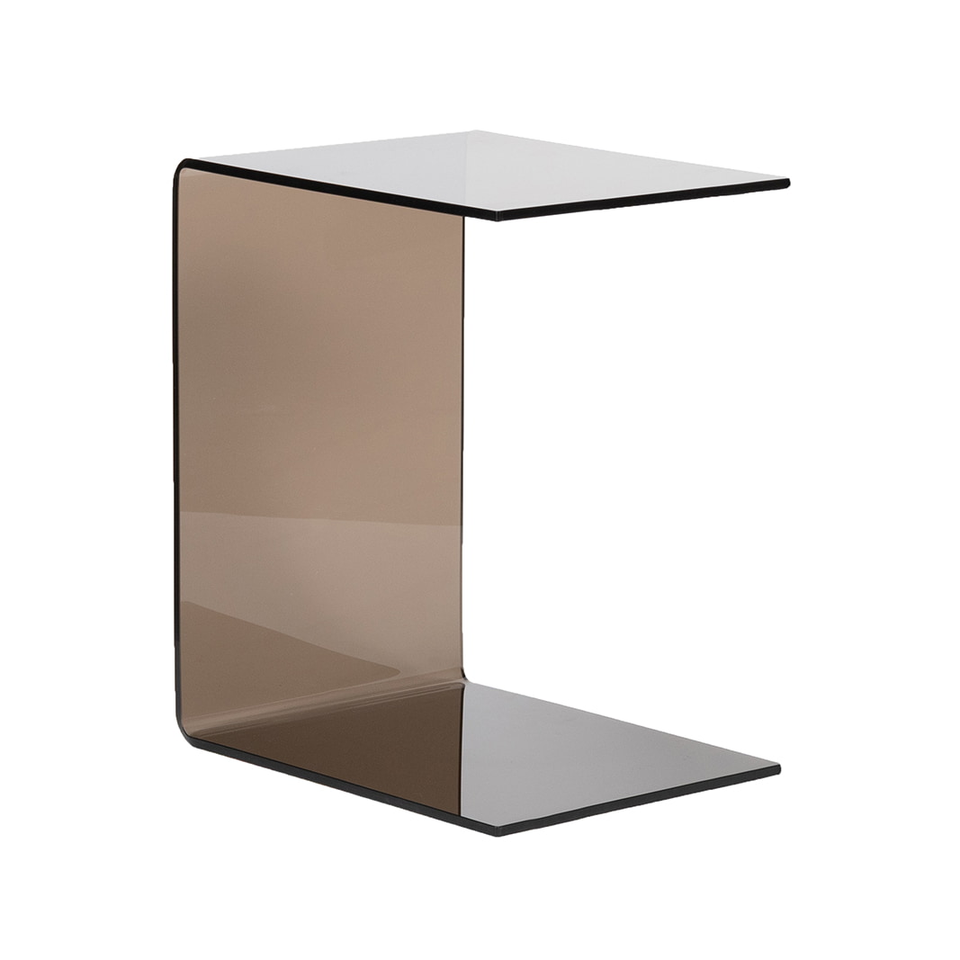 LABEL51 Ovale Bijzettafel Petal Glas, 45 x 35cm - Smoked Brown - Organisch