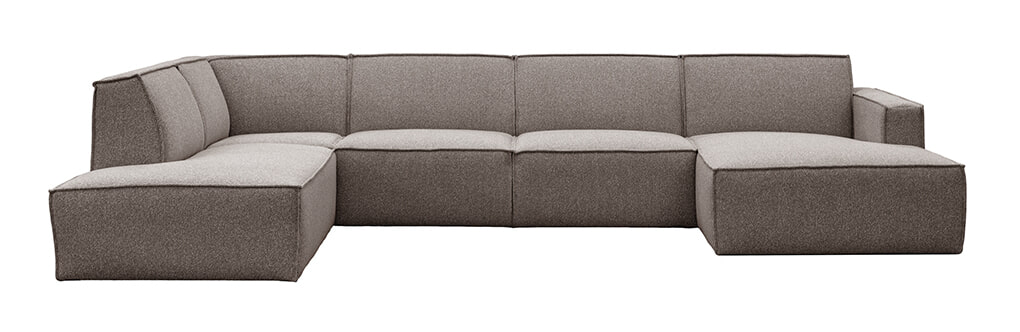 LABEL51 U-bank Kay Hoek Links, 363cm, Bouclé - Mushroom