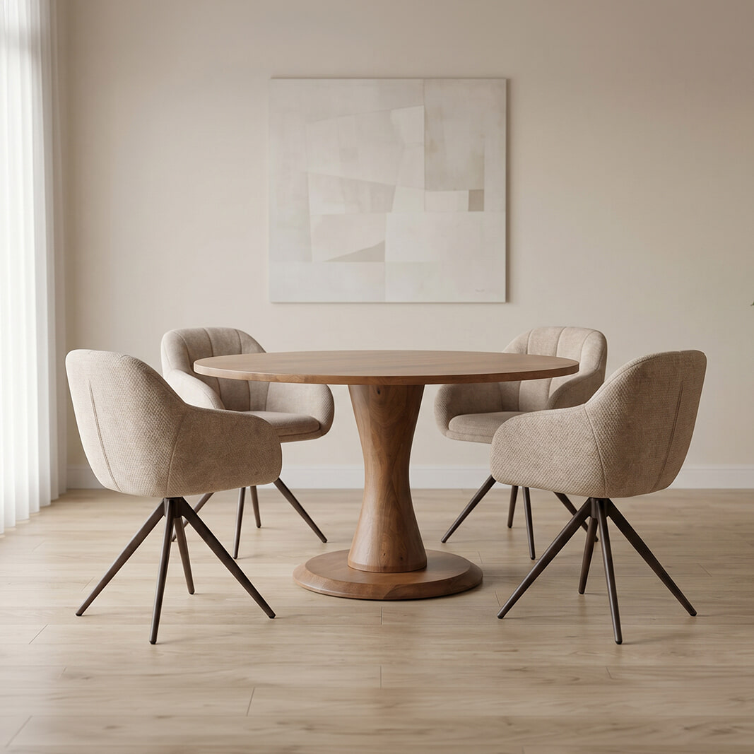 LABEL51 Ronde Eettafel Craft Mangohout, &Oslash;130cm - Nature Smooth