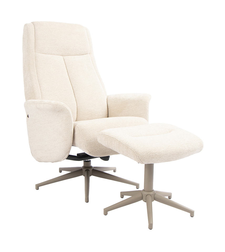 LABEL51 Draaifauteuil Tumba Met hocker, Raven stof - Naturel/Taupe