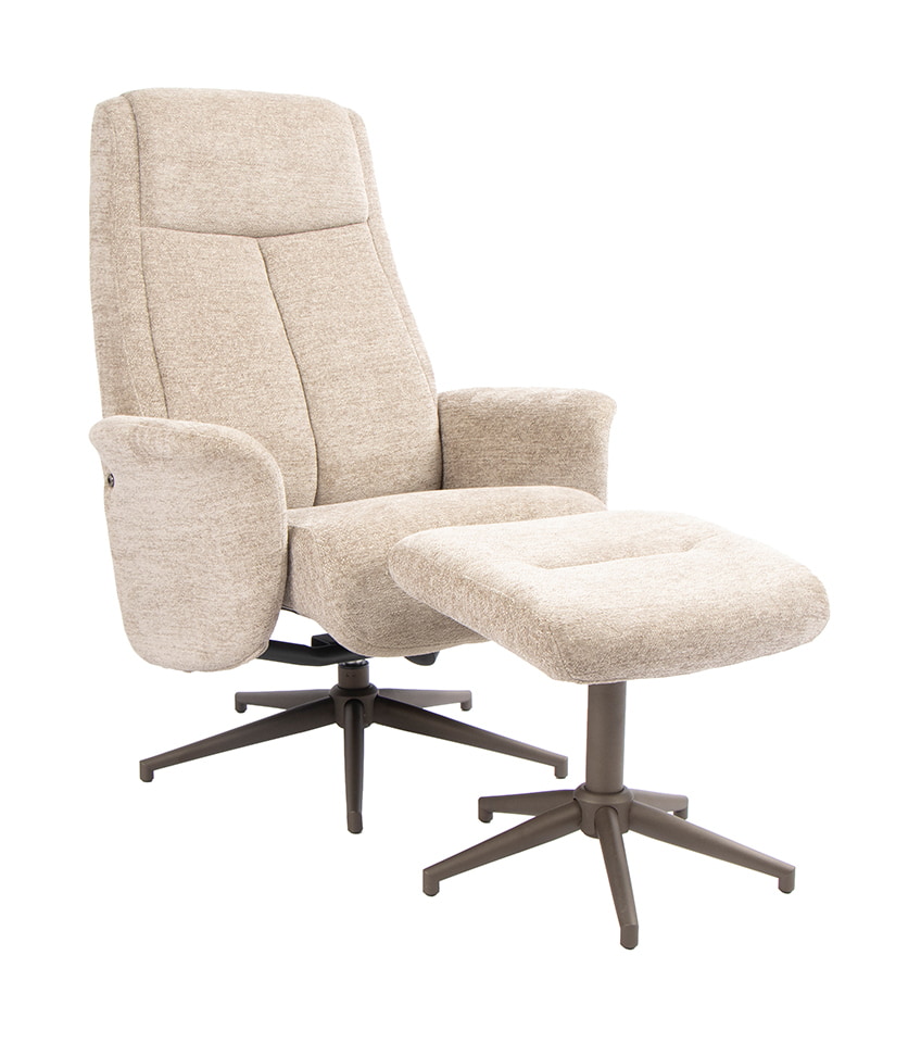 LABEL51 Draaifauteuil Tumba Met hocker, Raven stof - Taupe/Brons