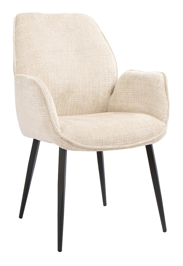 LABEL51 Eetkamerstoel Mayson Cremona stof - Naturel/Zwart