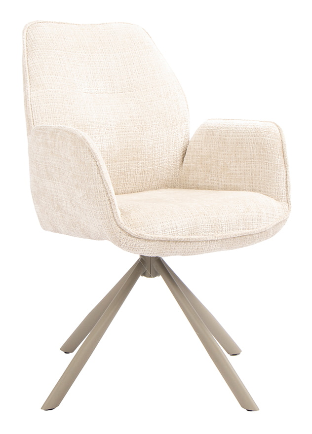 LABEL51 Draaibare Eetkamerstoel Jill Cremona stof - Naturel/Taupe