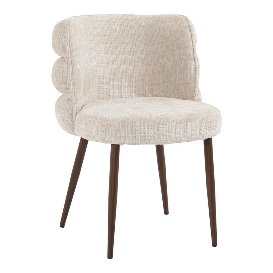 LABEL51 Eetkamerstoel Jiro Cremona stof en walnootlook - Naturel