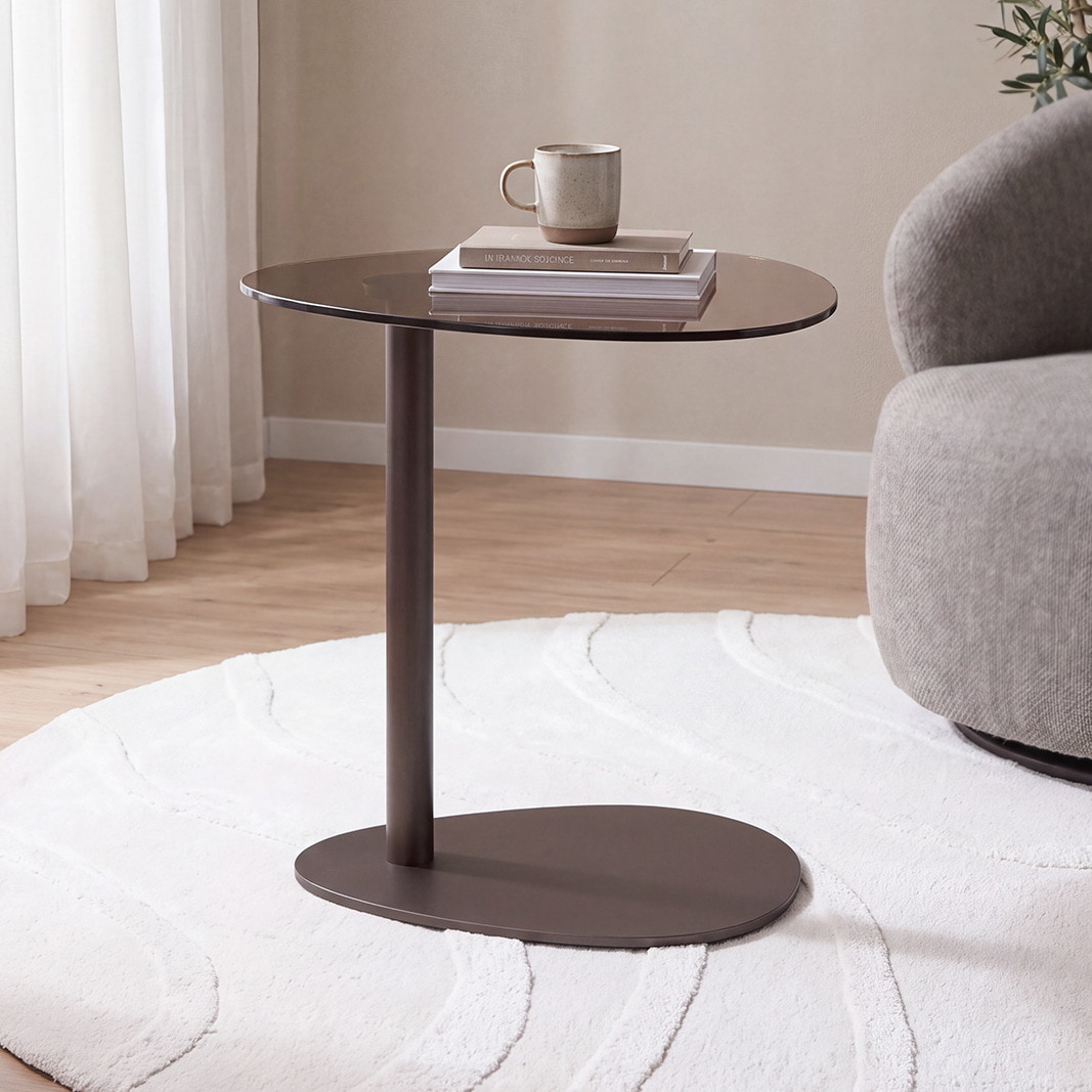 LABEL51 Organische Laptoptafel Lily Glas, 48 x 47cm - Bruin
