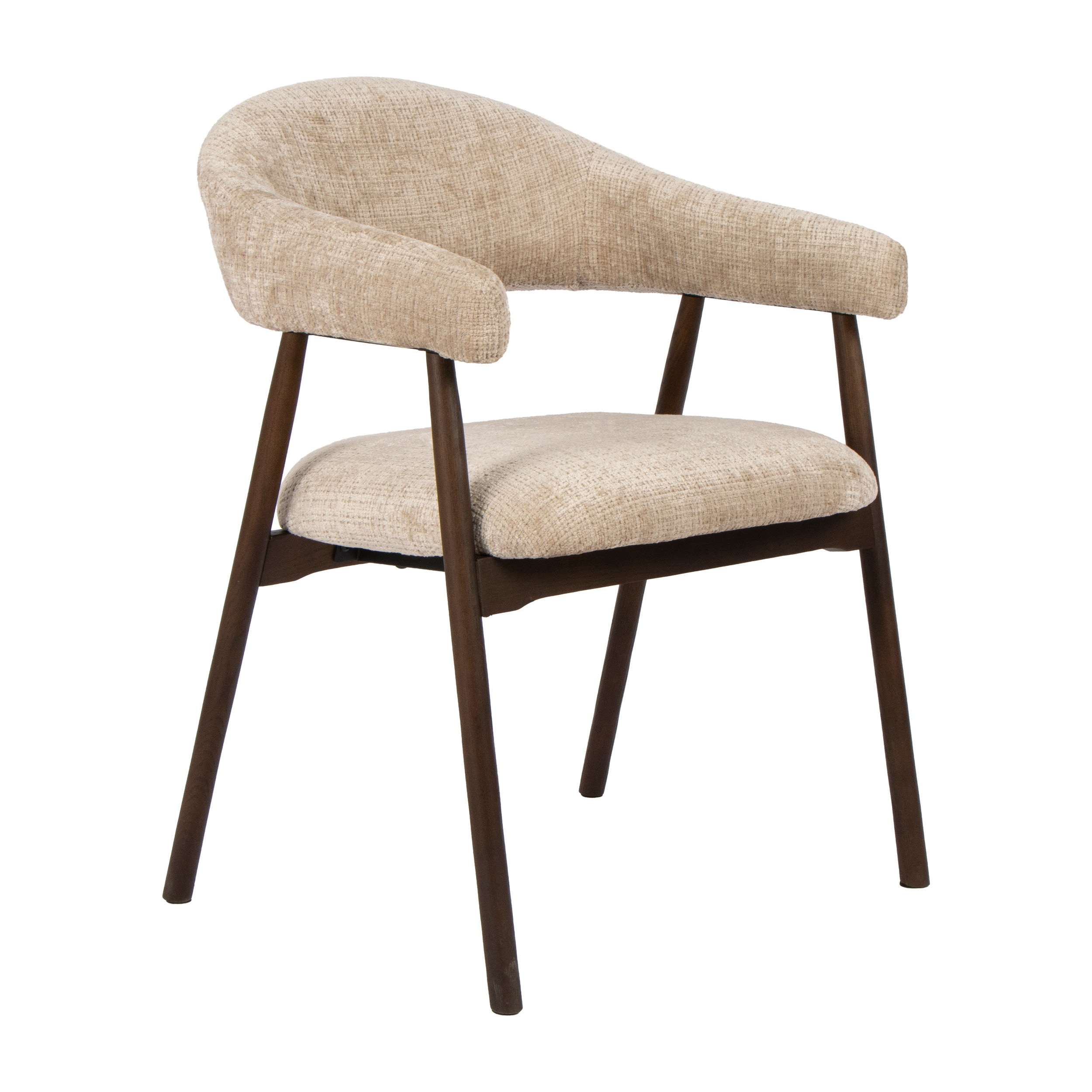 LABEL51 Eetkamerstoel Maren Cremona stof en walnoot - Beige