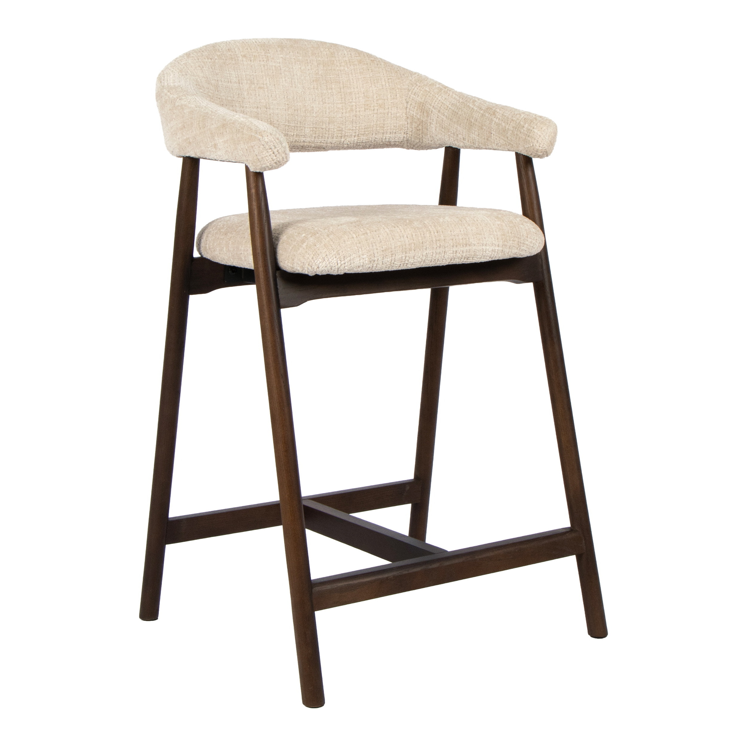 LABEL51 Barkruk Maren Cremona stof en walnoot - Naturel (zithoogte 64cm)