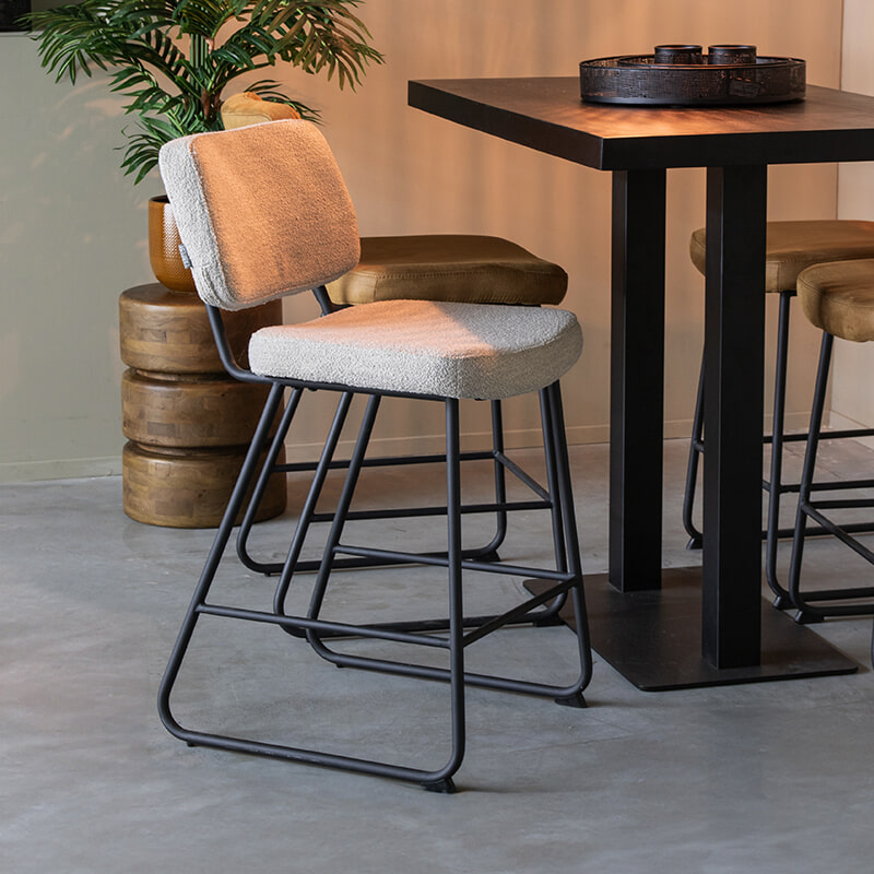 LABEL51 Barkruk Noah Bouclé - Naturel (zithoogte 65cm)