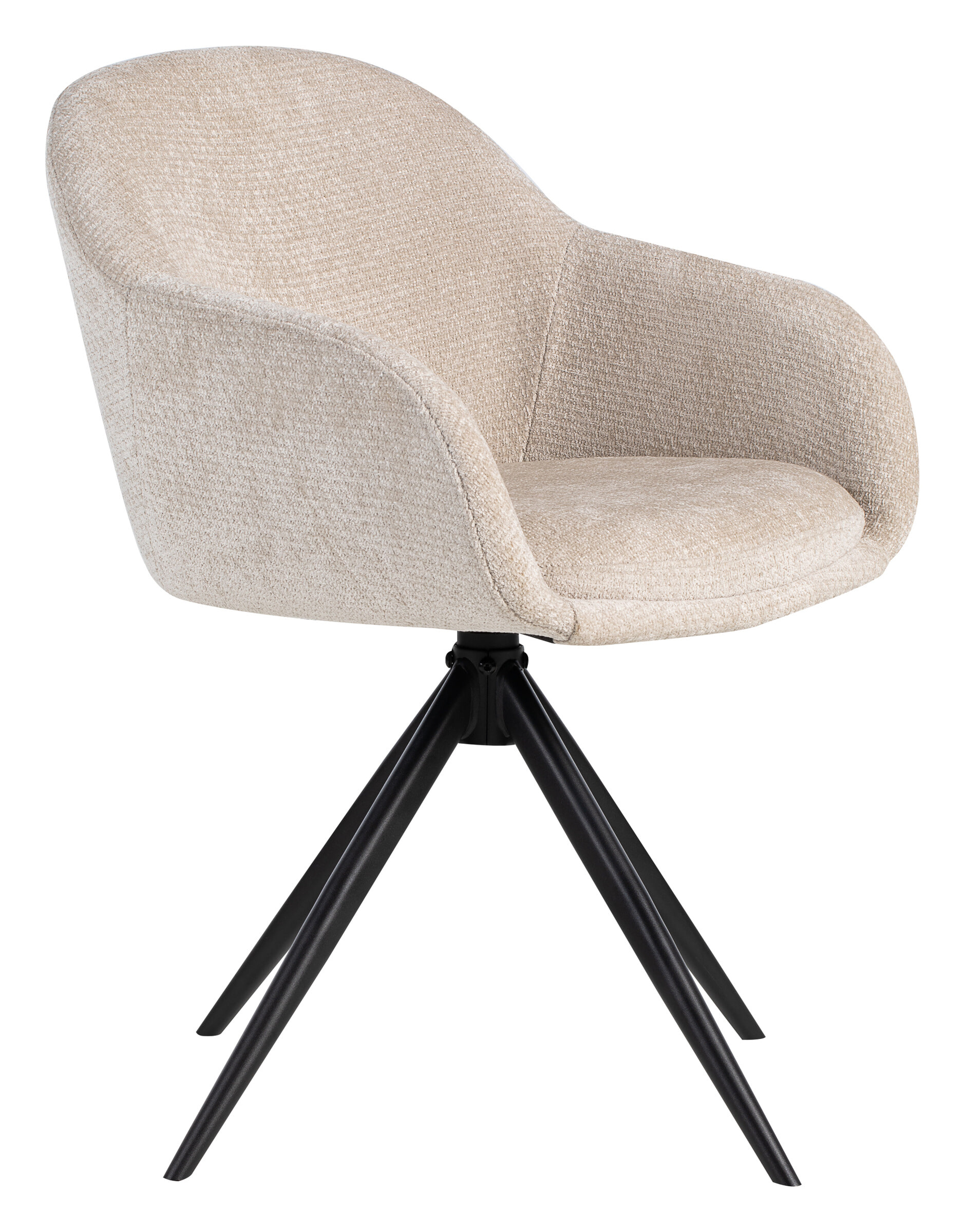 LABEL51 Draaibare Eetkamerstoel 'Fiby' Elite stof, kleur Naturel/Zwart