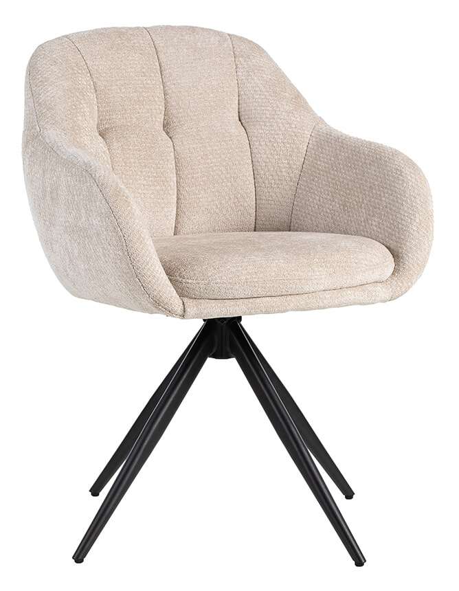 LABEL51 Draaibare Eetkamerstoel Esma Elite stof - Naturel/Zwart